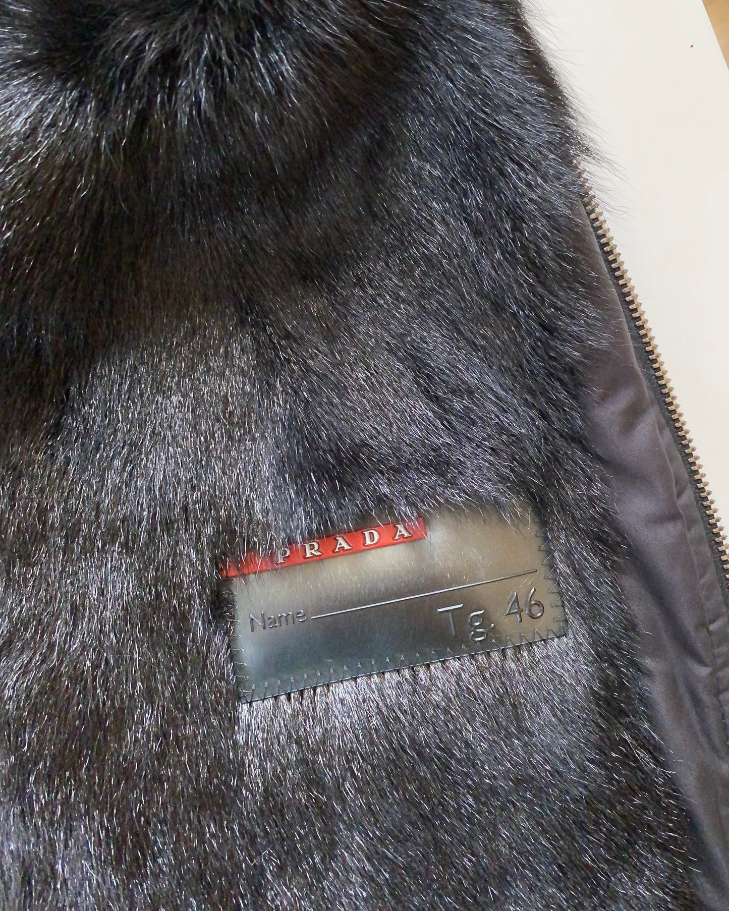 Prada nylon jacket with fur lining