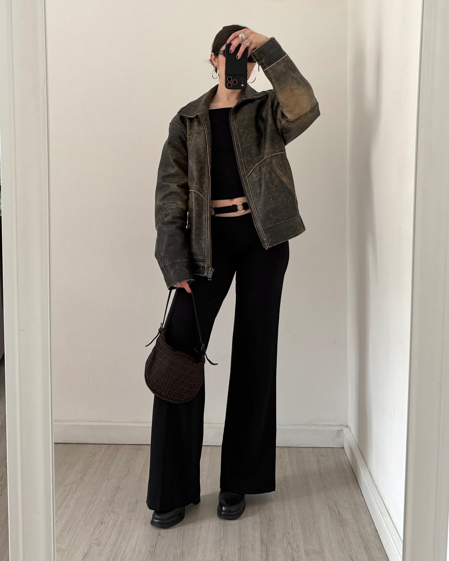 Brown distressed leather jacket