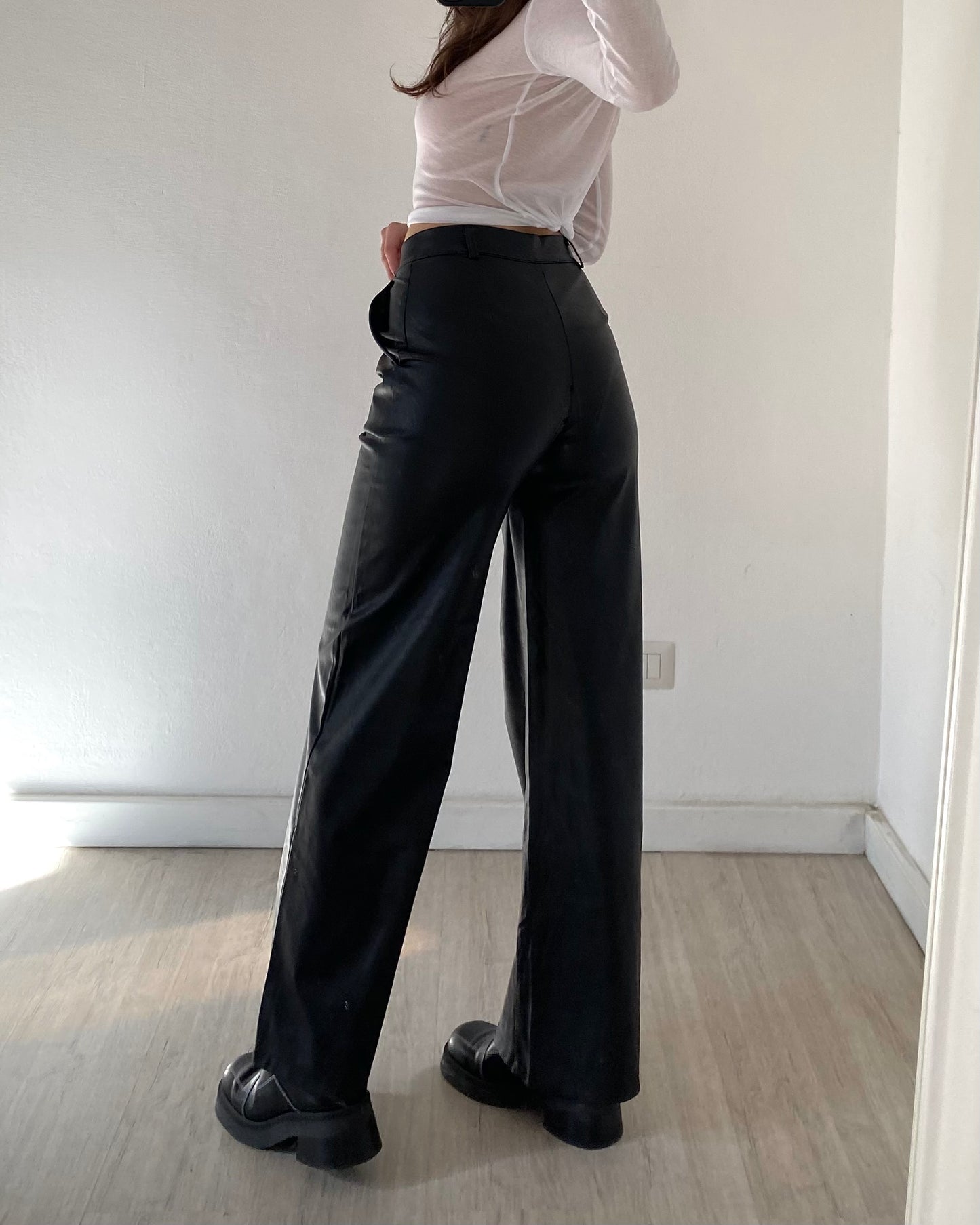 Faux leather trousers