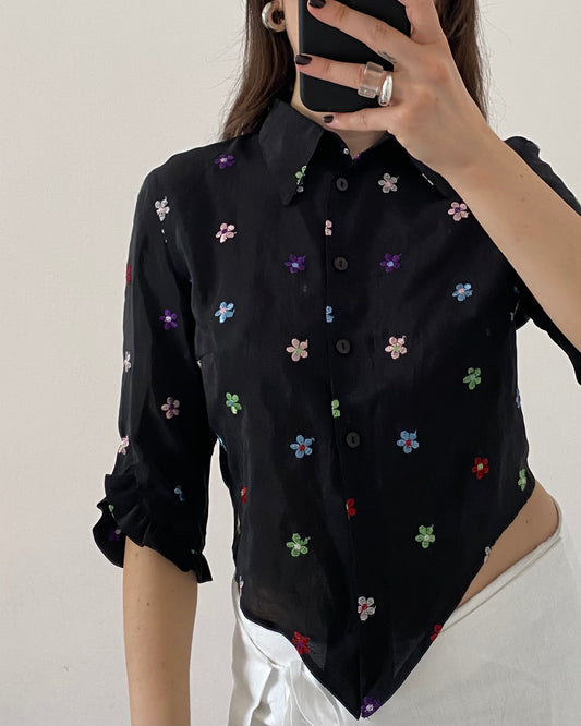 Embroidered shirt top