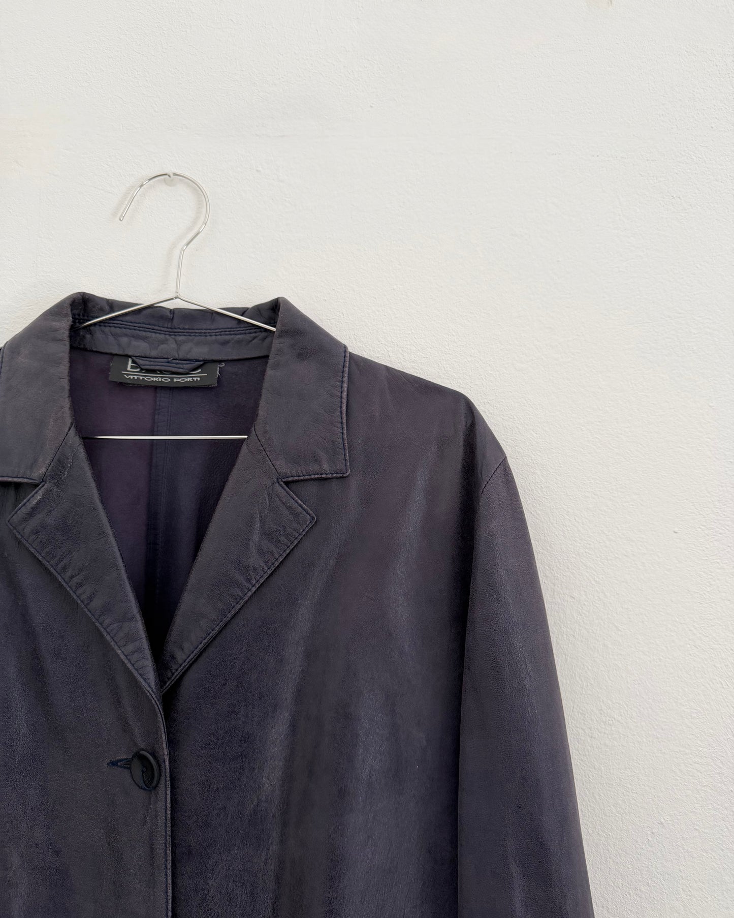 Midnight blue leather jacket