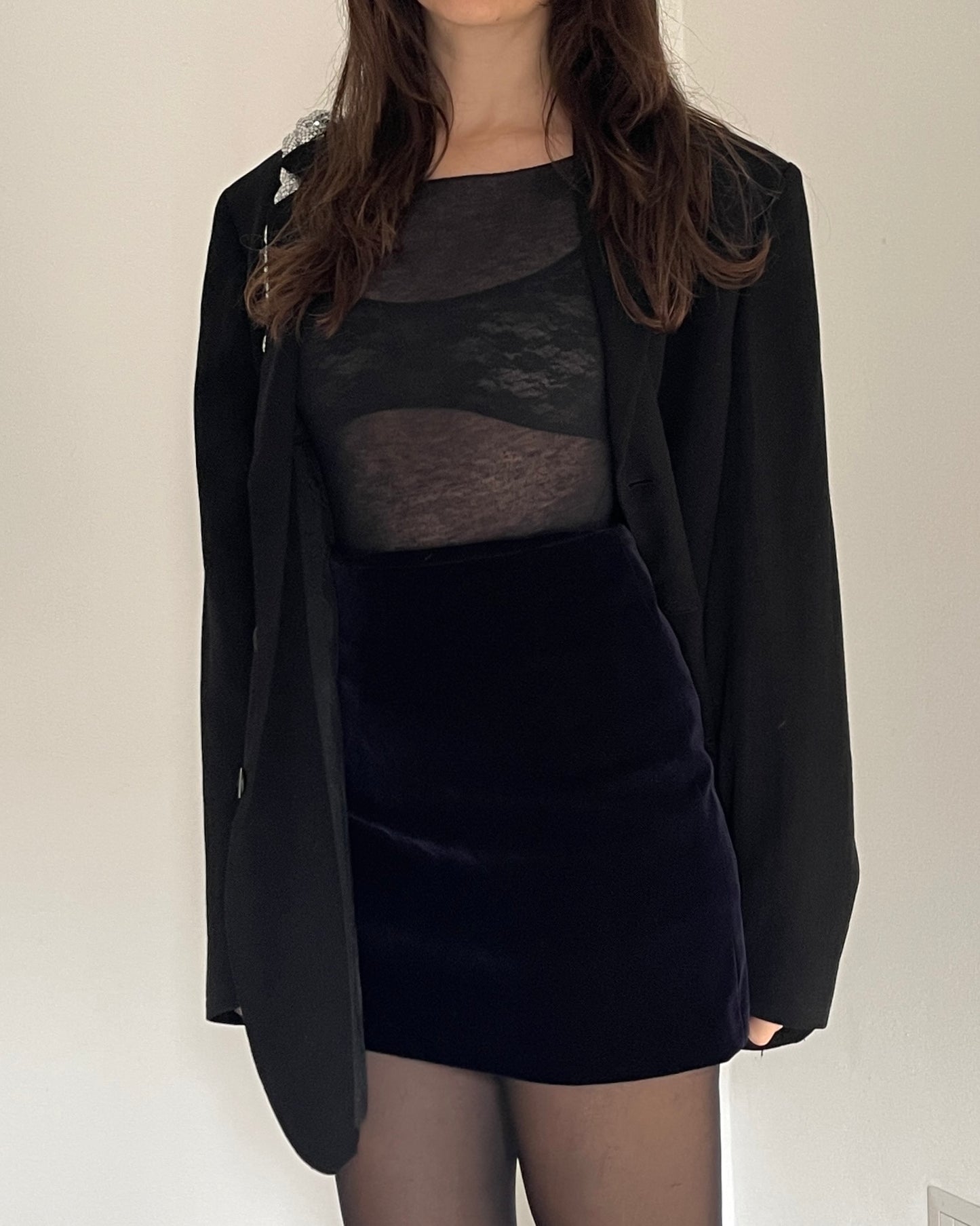 Midnight blue velvet skirt