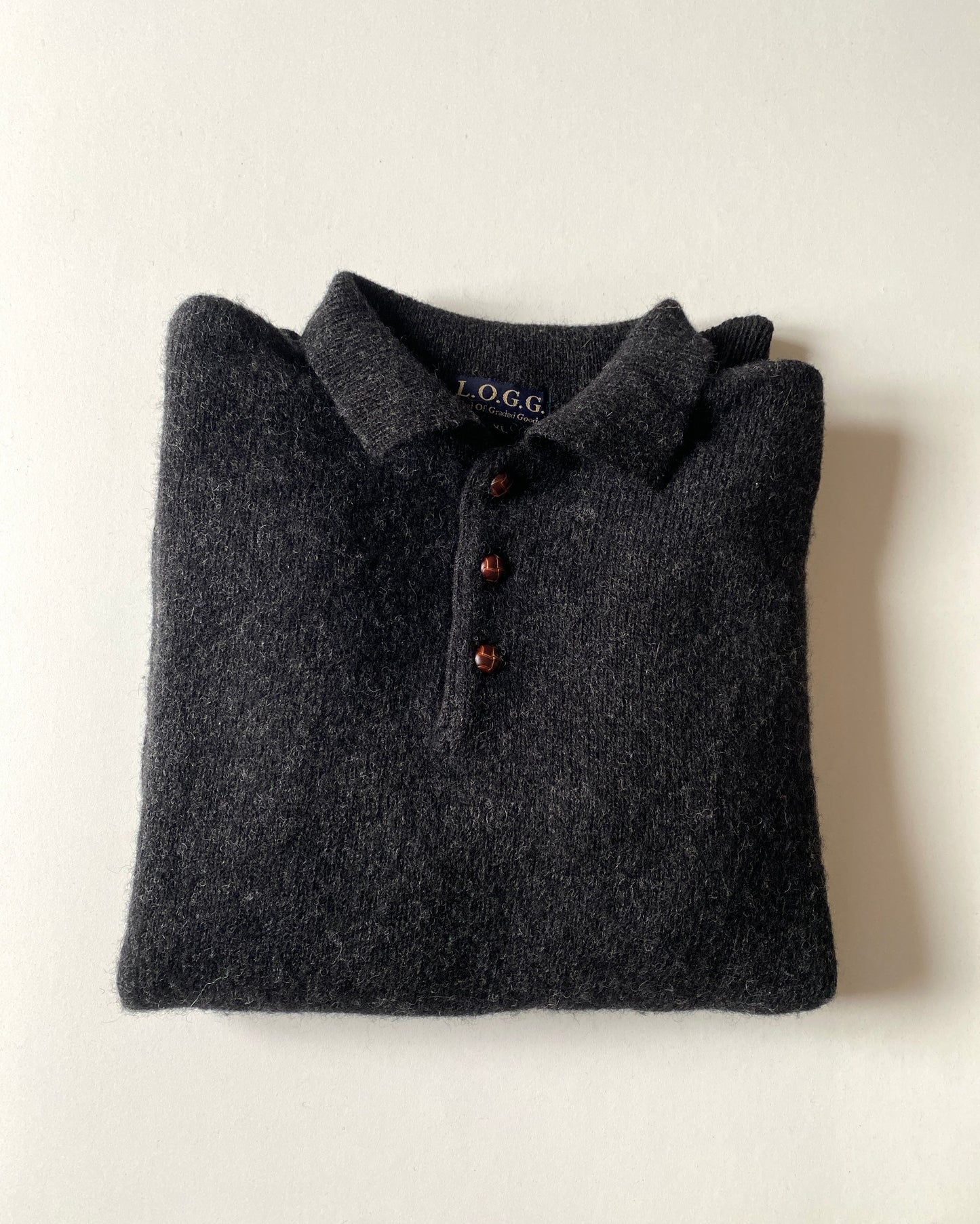 Wool polo knit sweater with collar