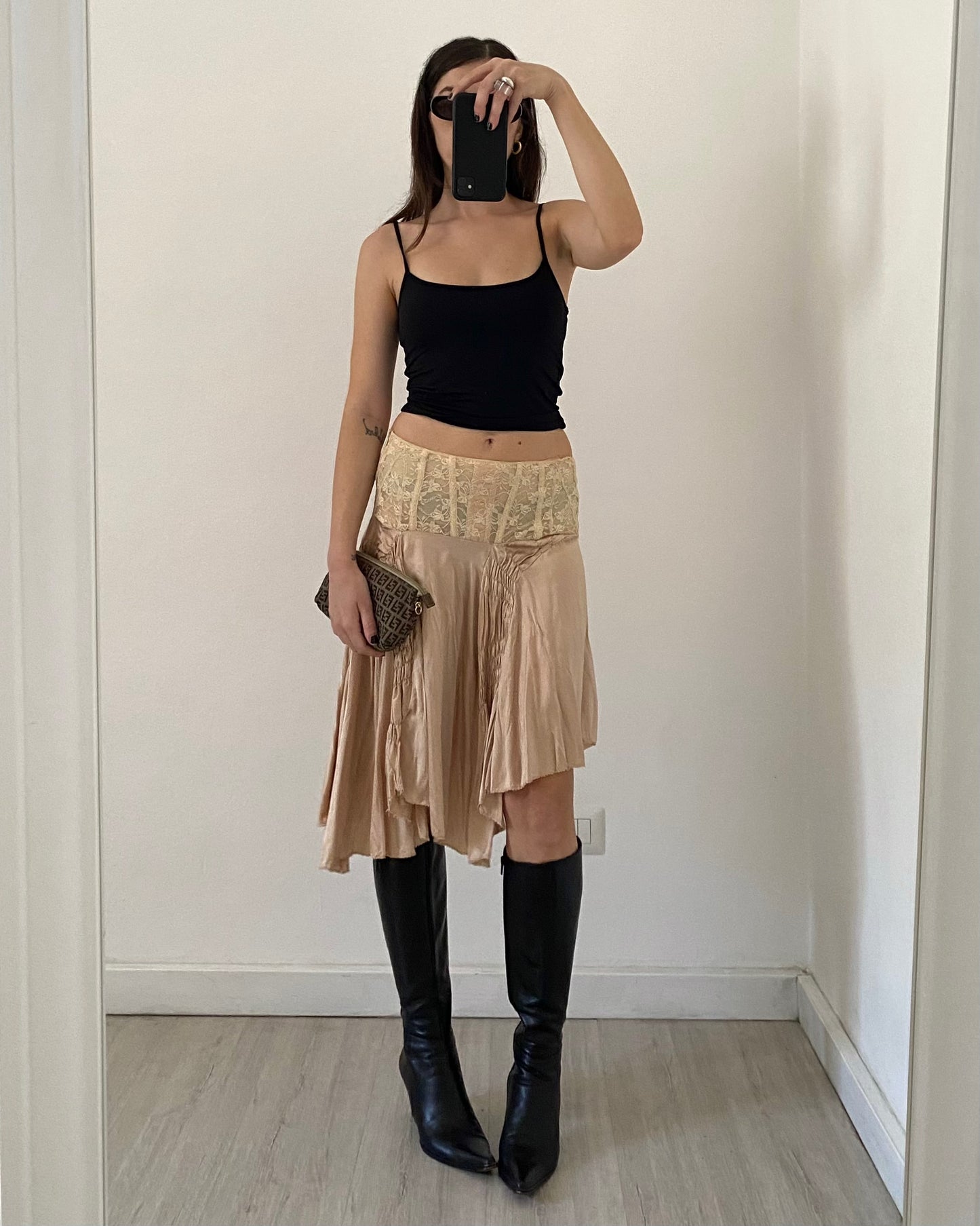 Silk draped skirt