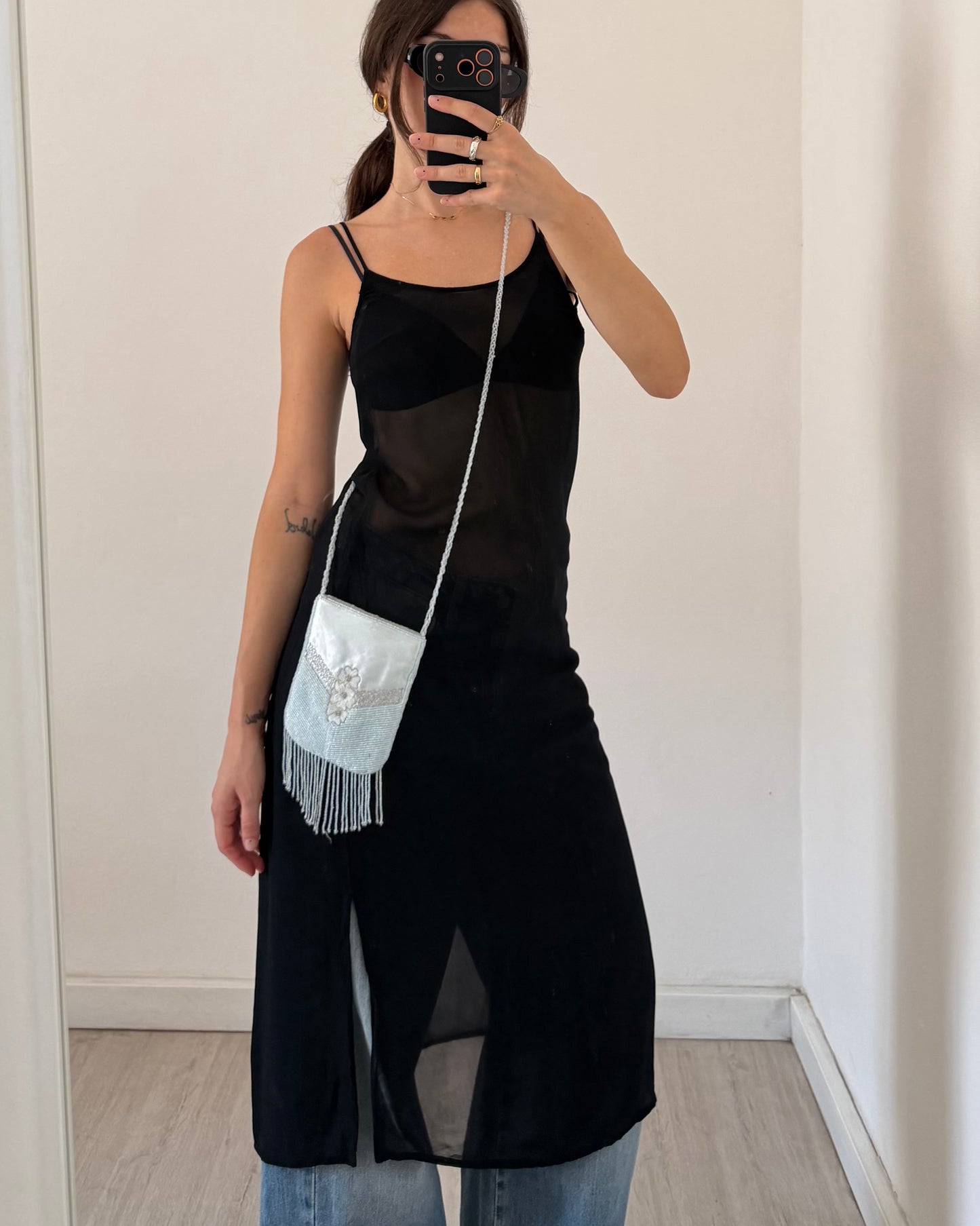 Sheer black midi dress
