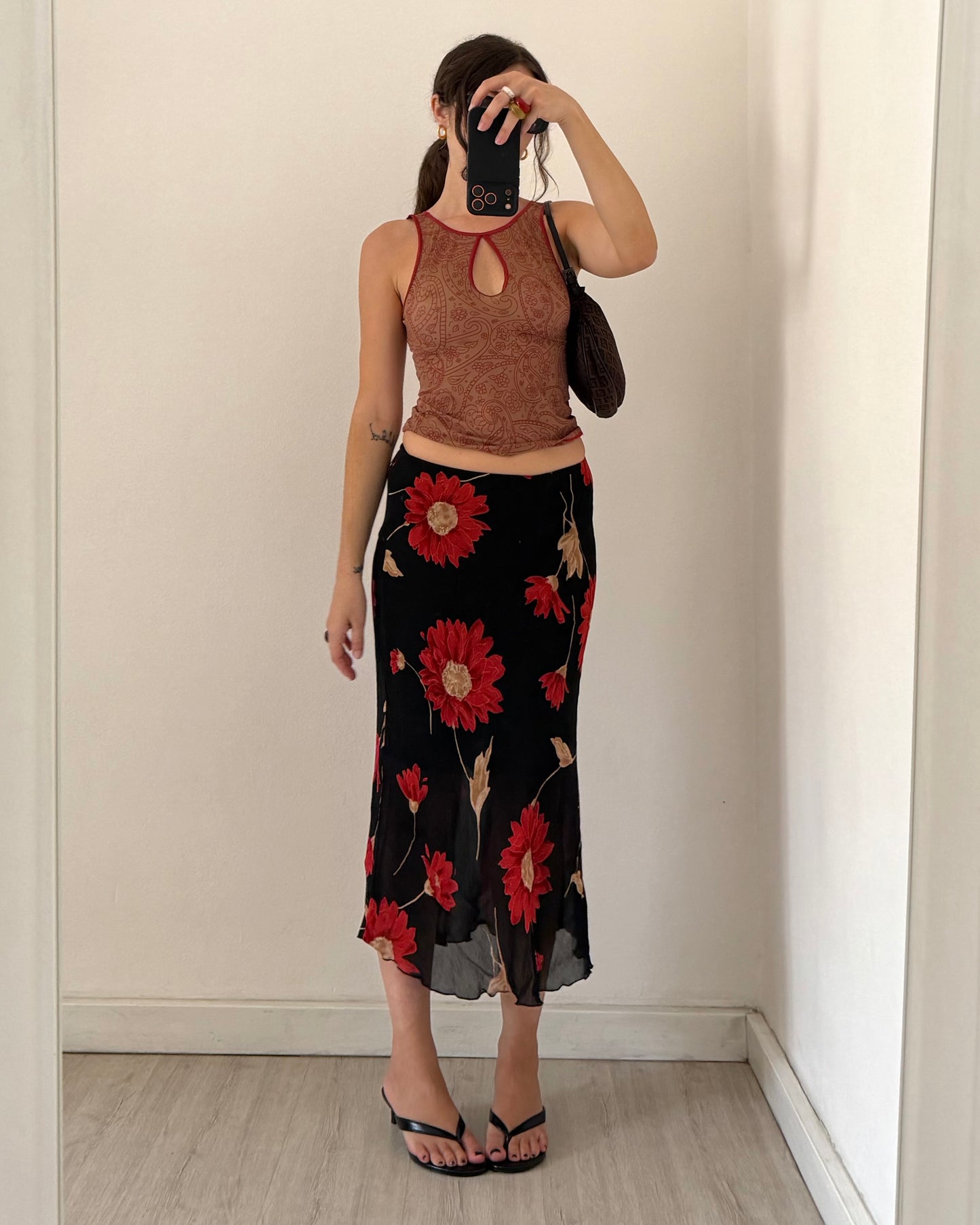 00s floral midi skirt