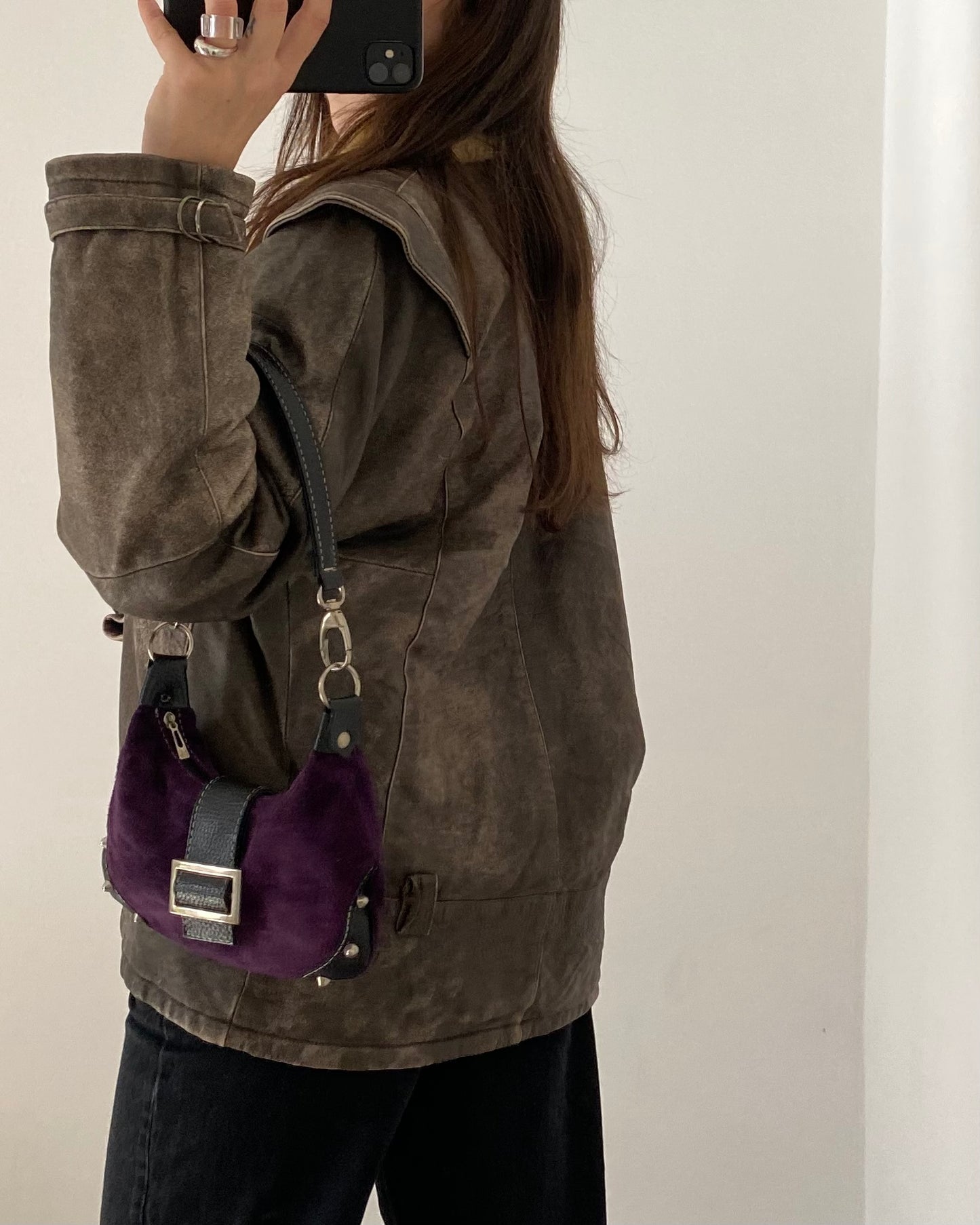 90s distressed leather jacket