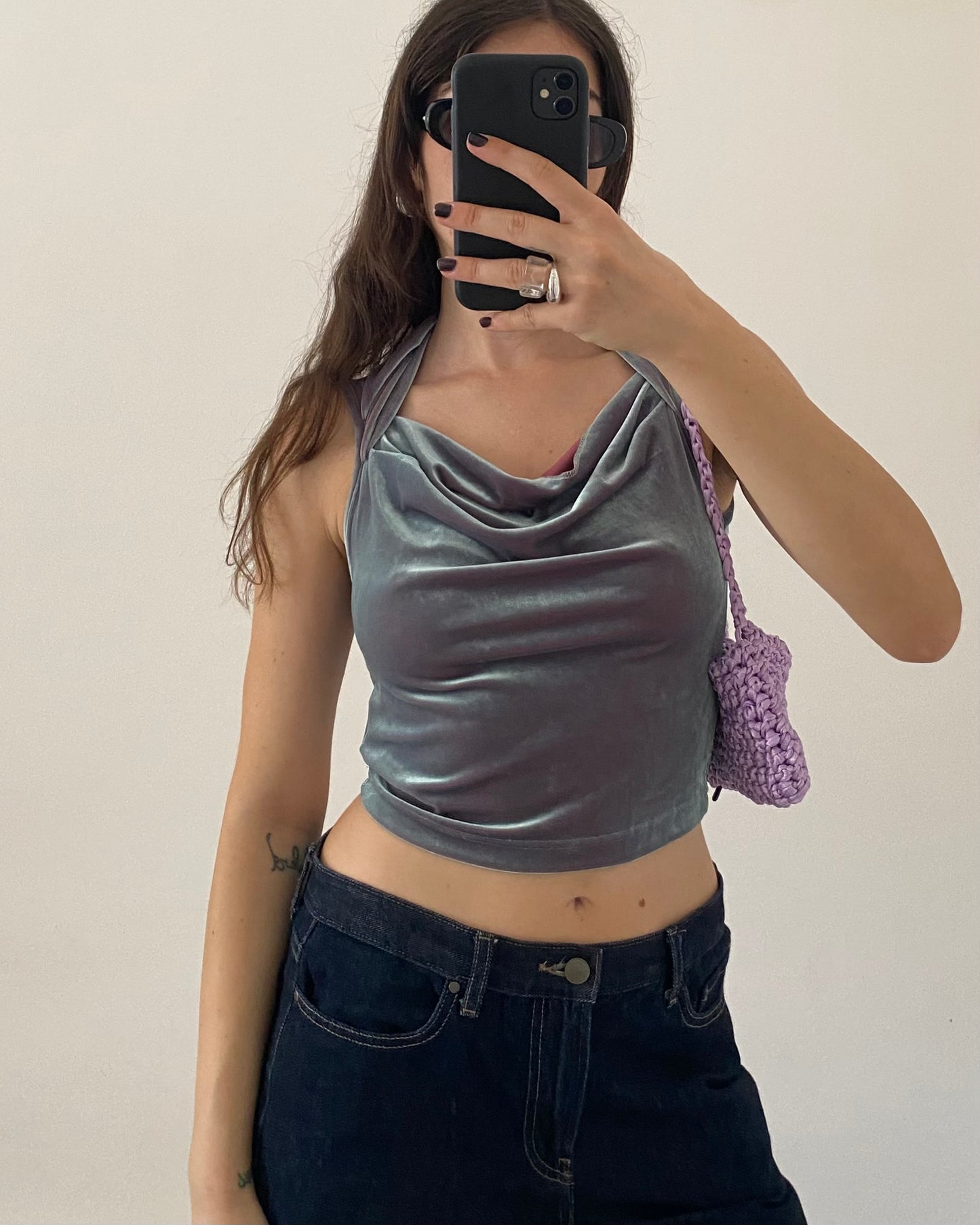 Iridescent velour top