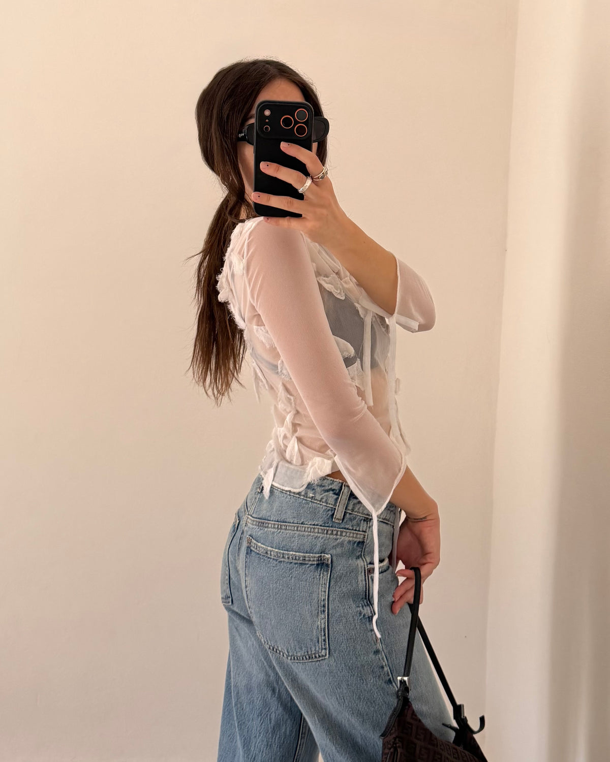Sheer long sleeves top
