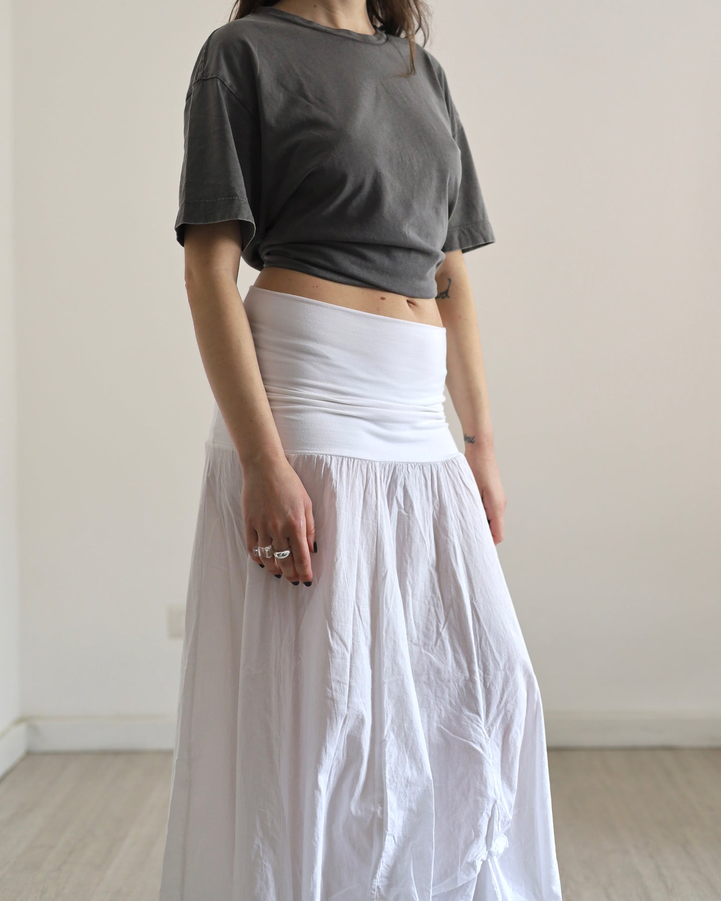 Cotton ruched skirt