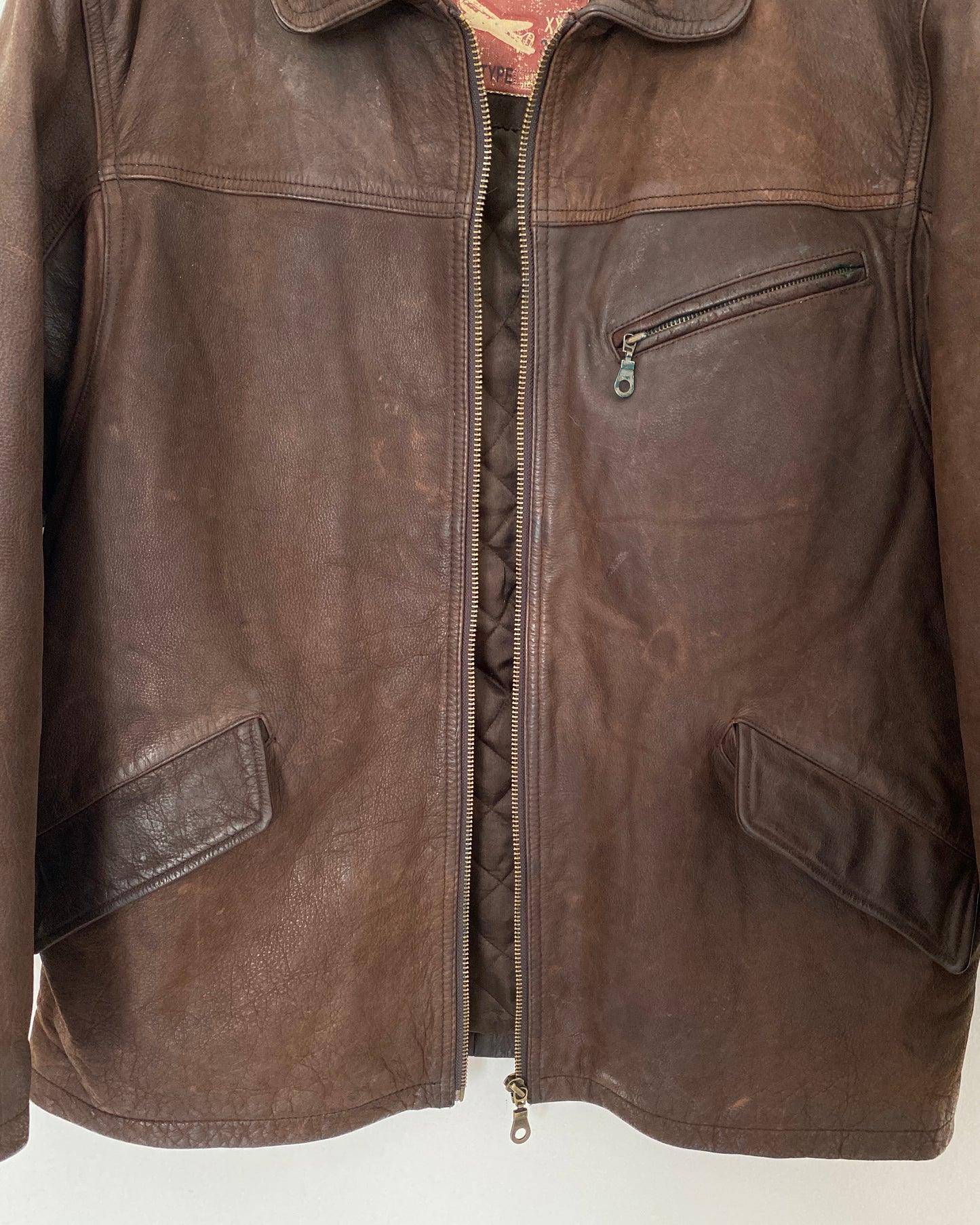 Distressed leather jacket