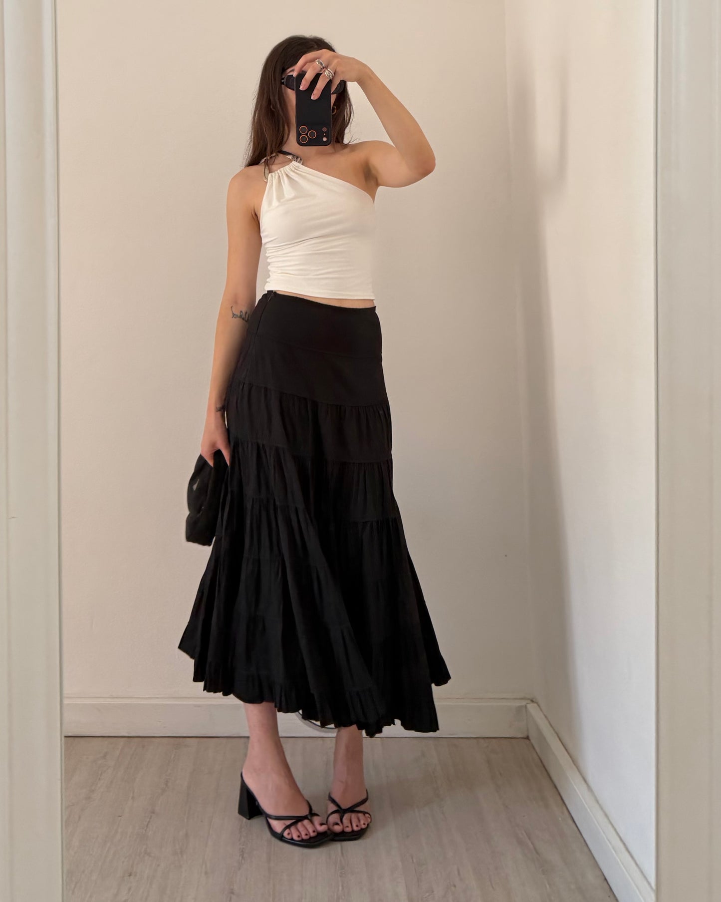 Cotton tiered maxi skirt