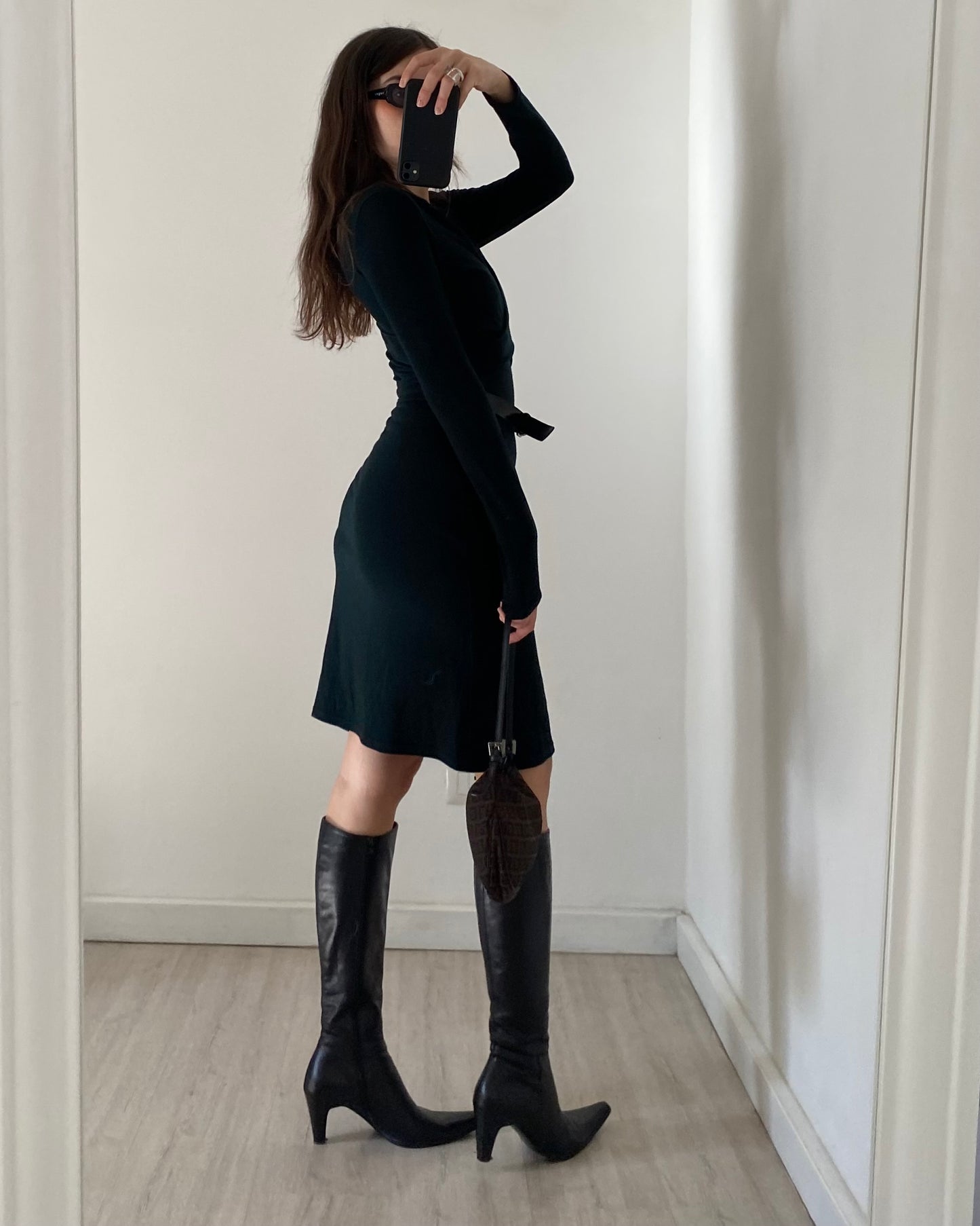 00s belted midi dress