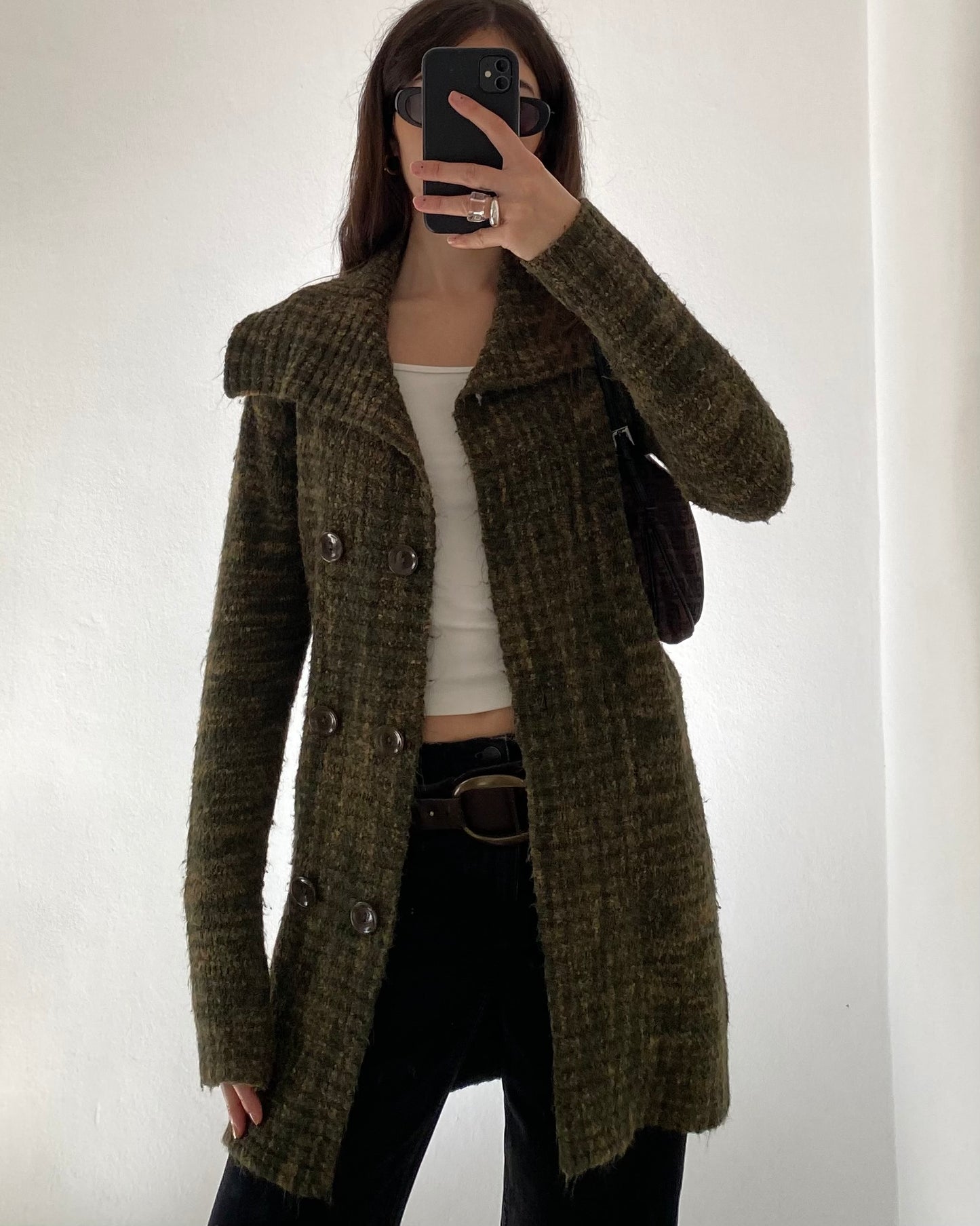 Long knitted cardigan