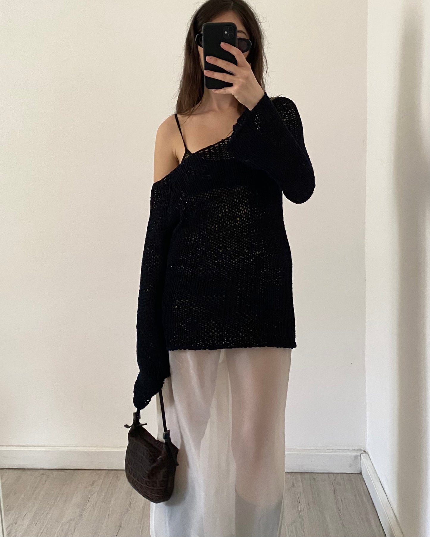 Openwork knitted top