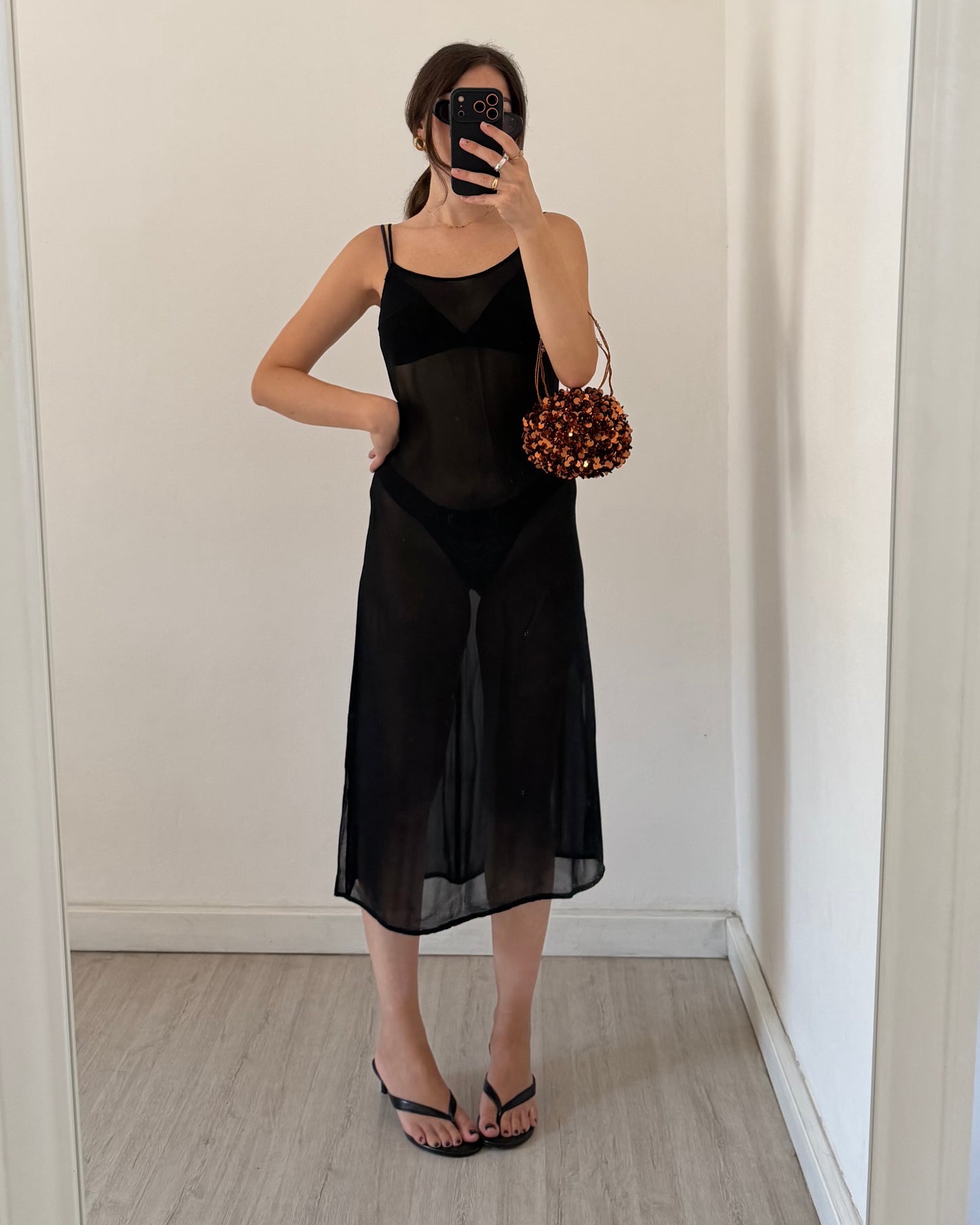 Sheer black midi dress