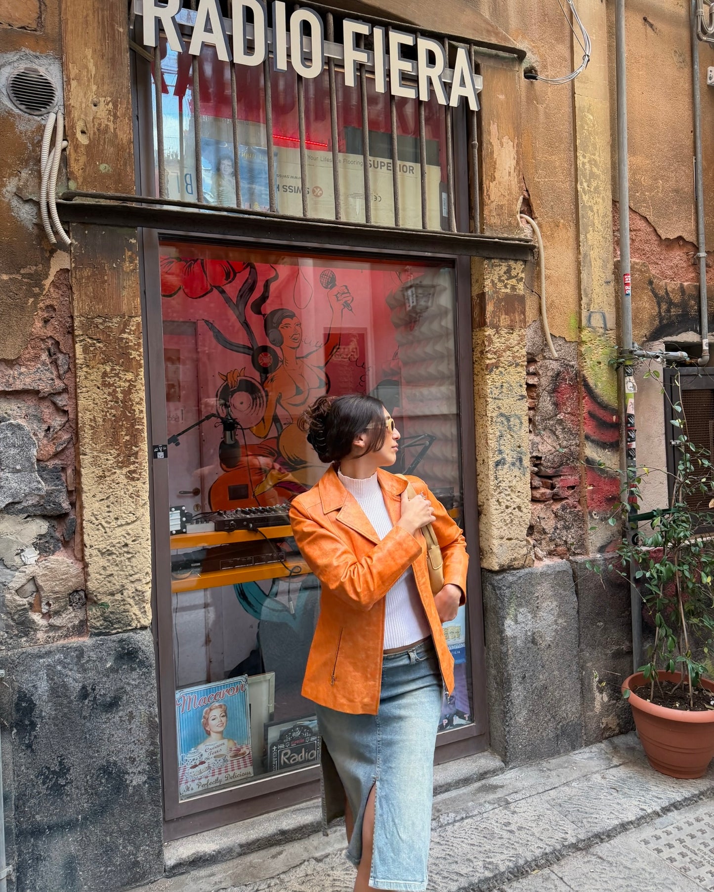 00s orange leather jacket