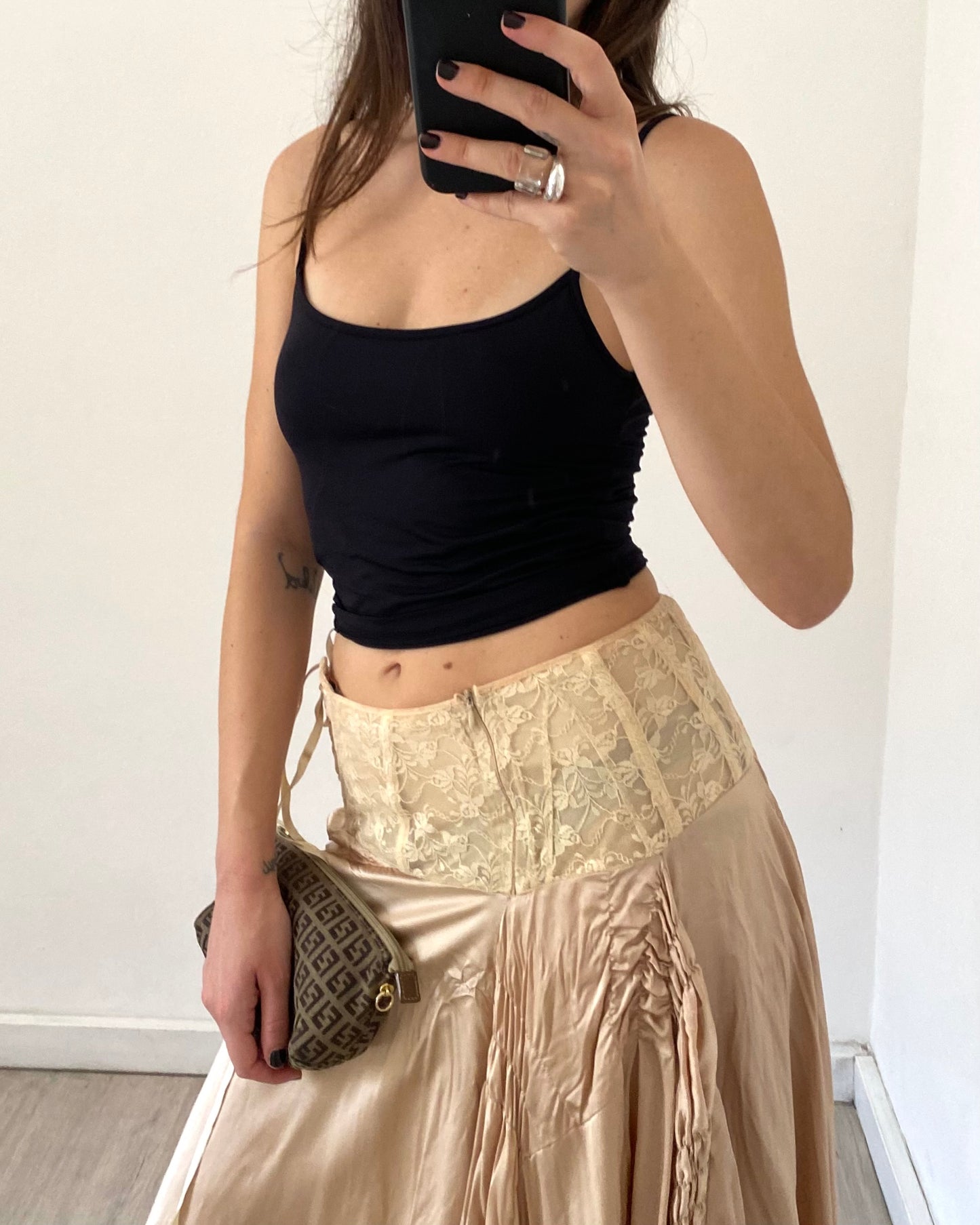 Silk draped skirt