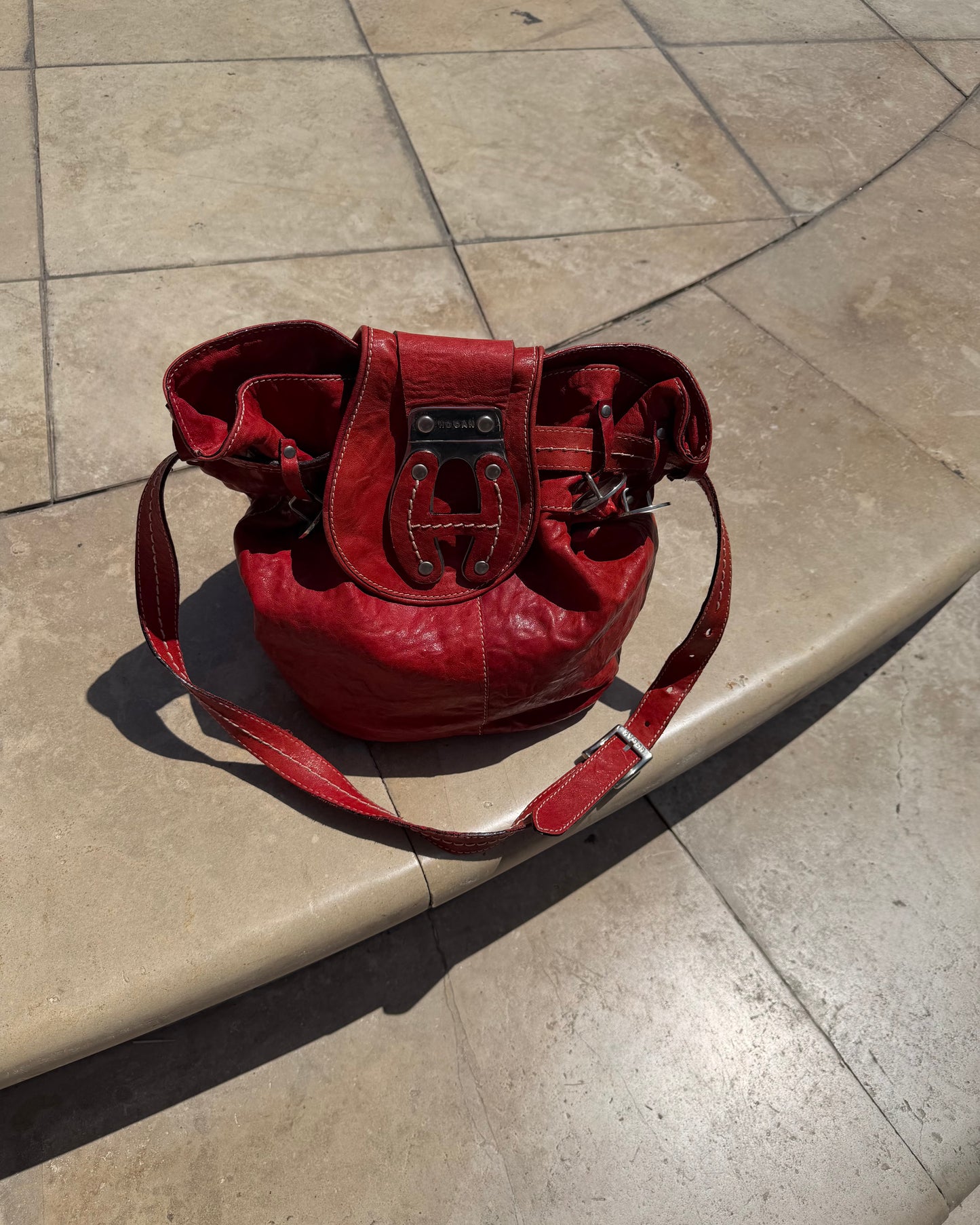 Hogan leather bucket bag