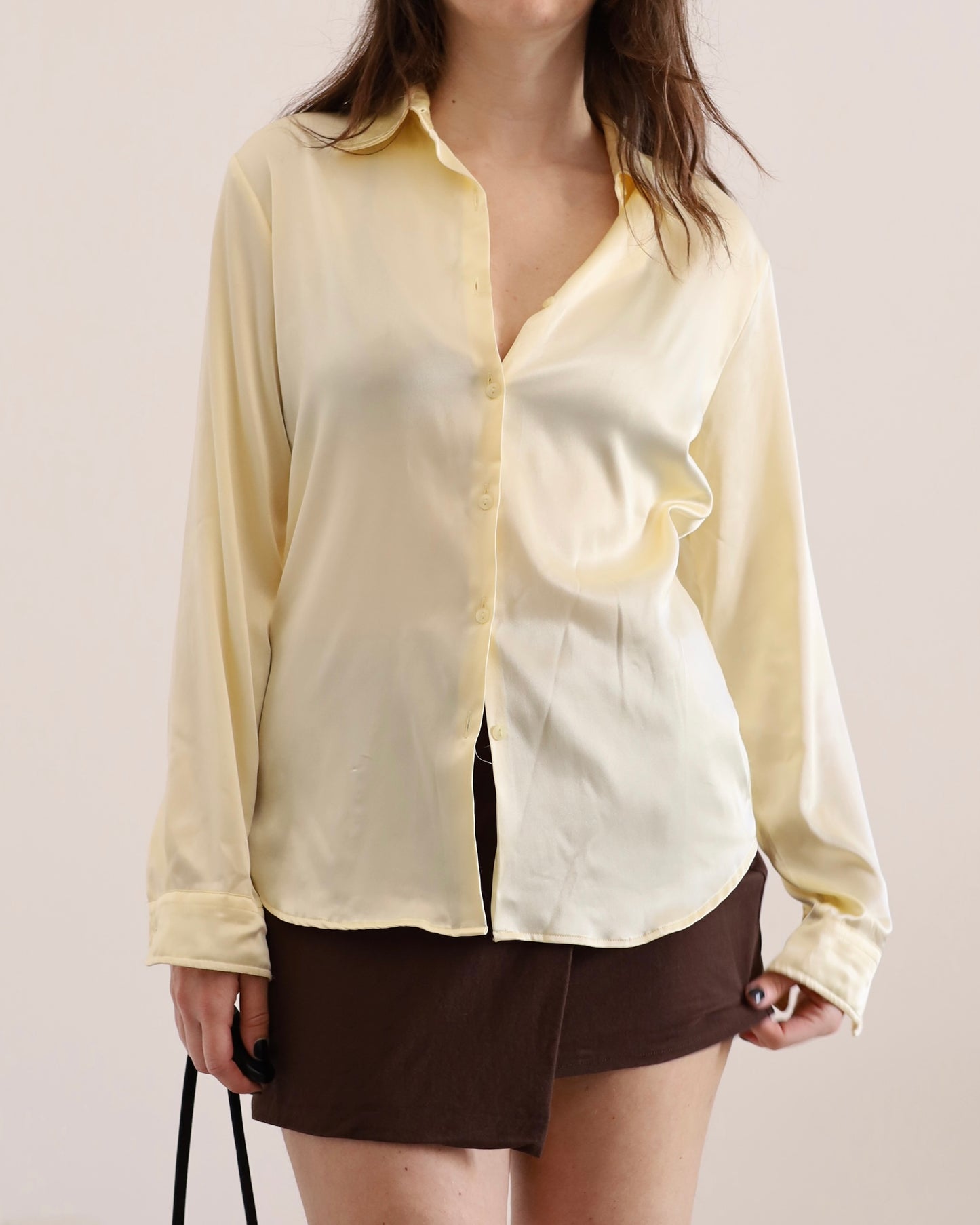 Butter yellow satin shirt