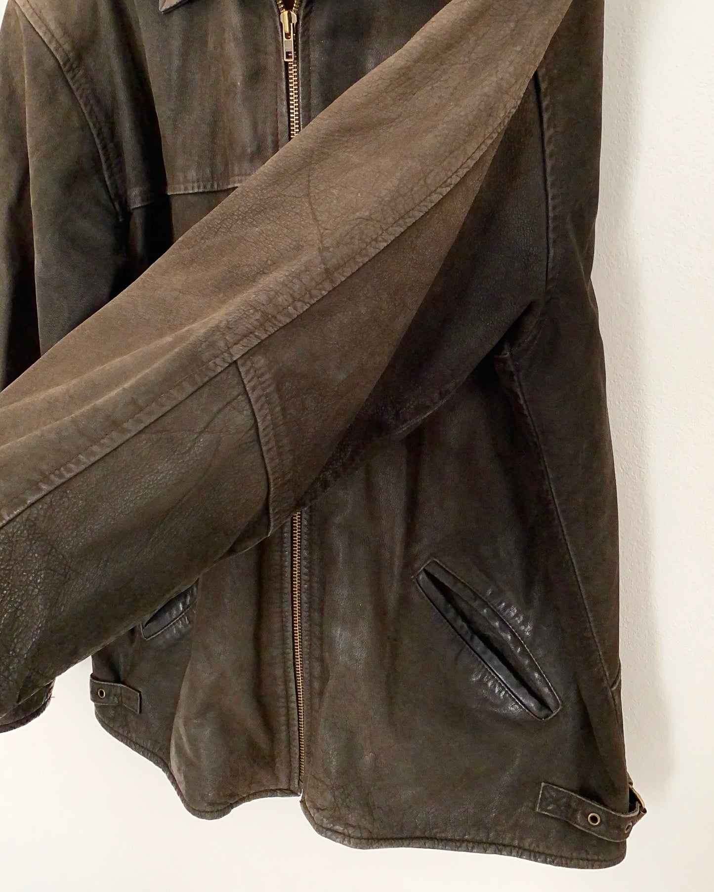 Brown distressed leather jacket