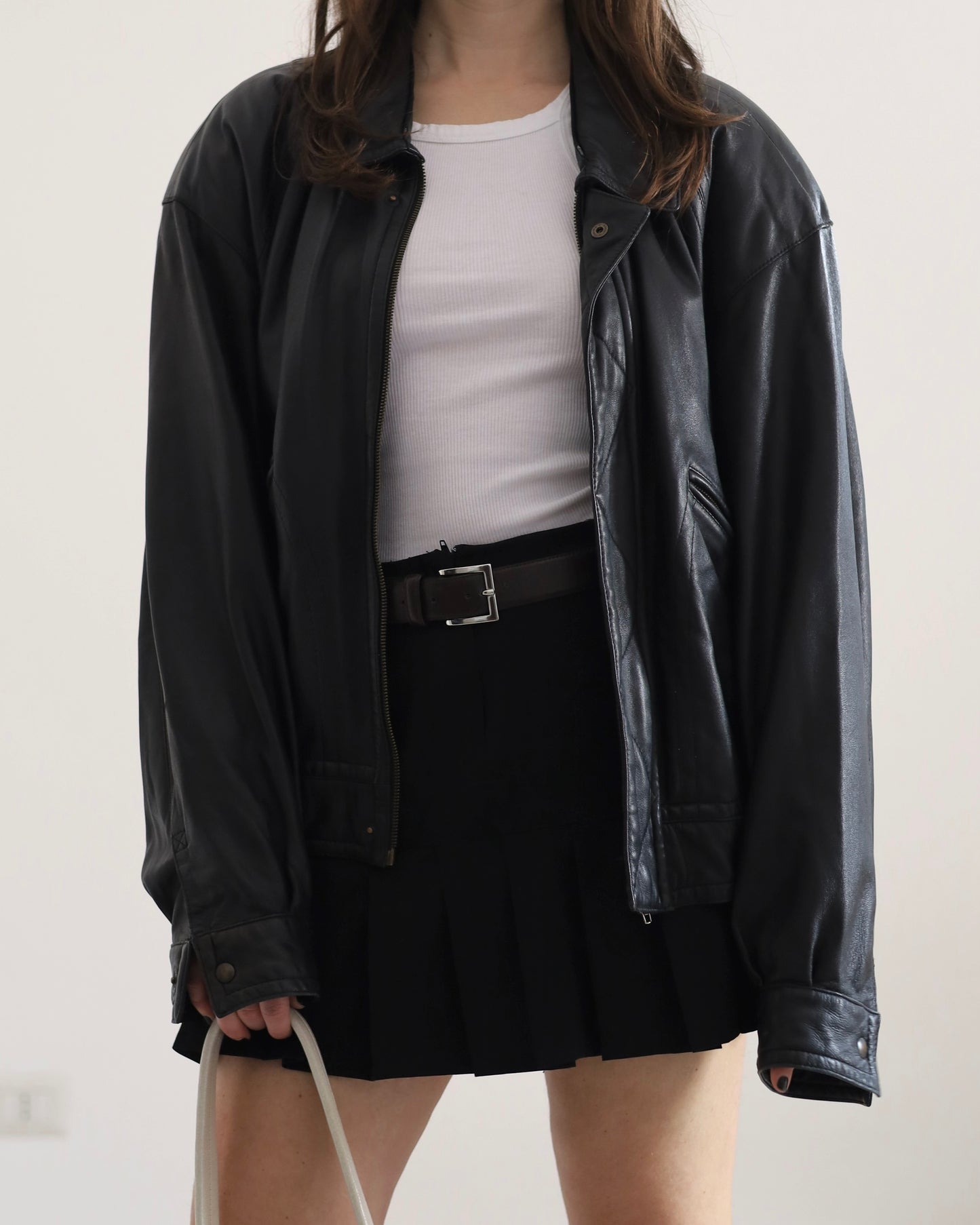 Longchamp leather bomber jacket