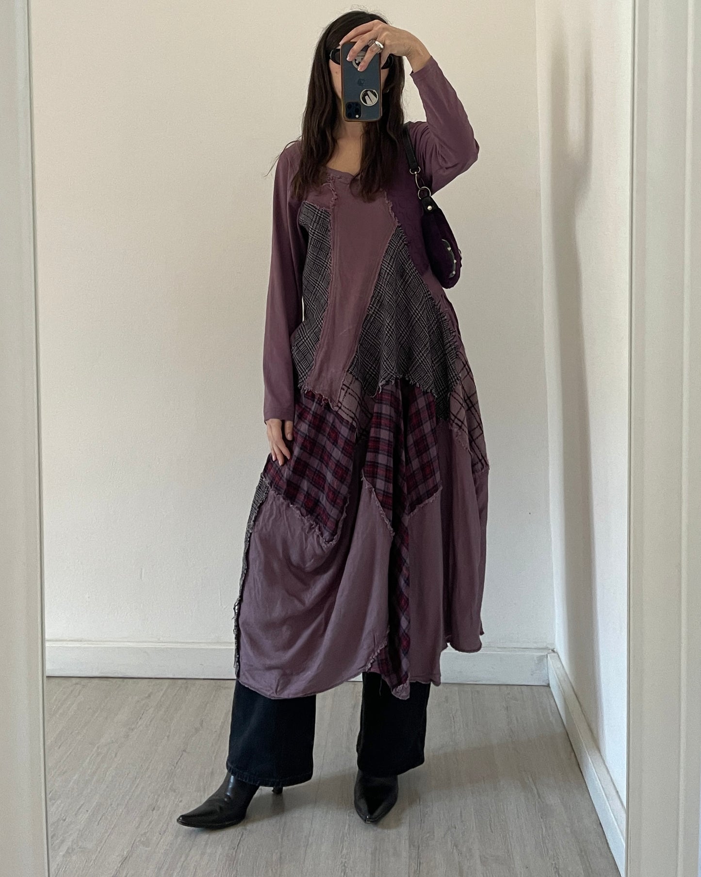 Patchwork asymmetric dress