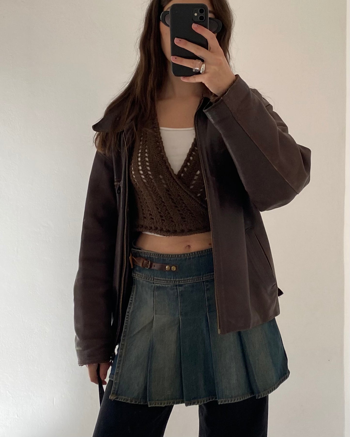 Openwork wool wrap top