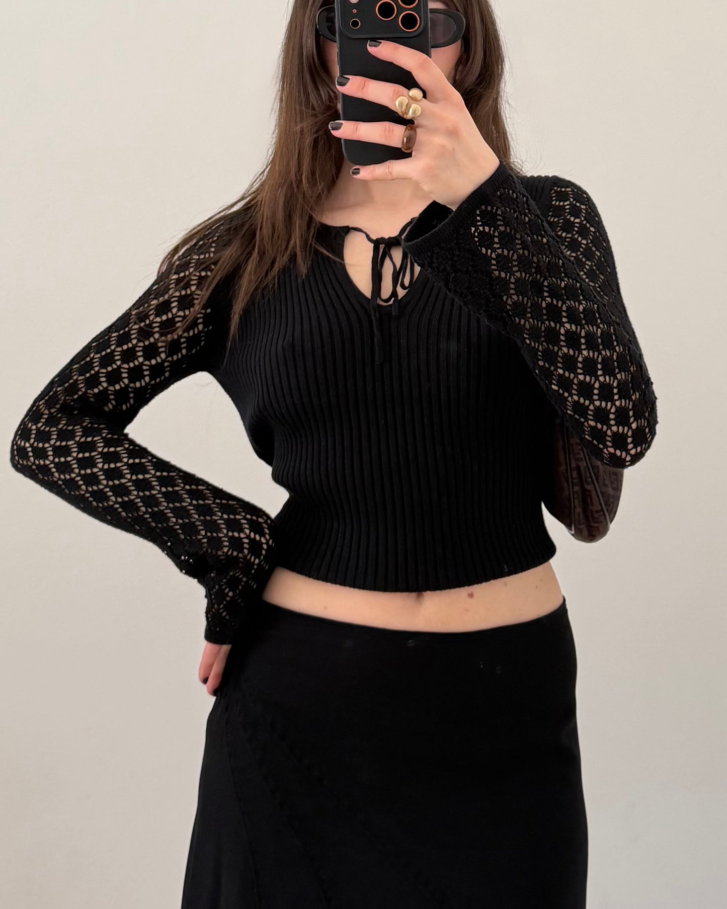 Keyhole ribbed sweater