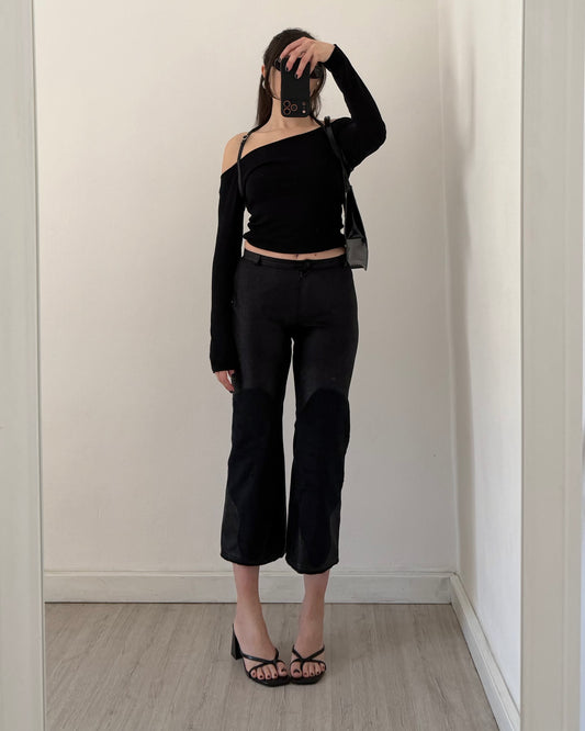 Black faux leather trousers