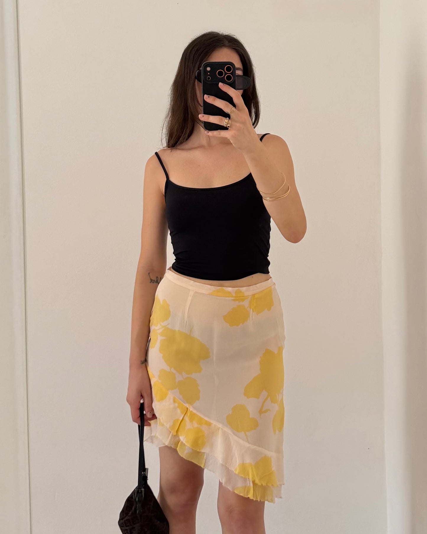 00s pastel yellow midi skirt