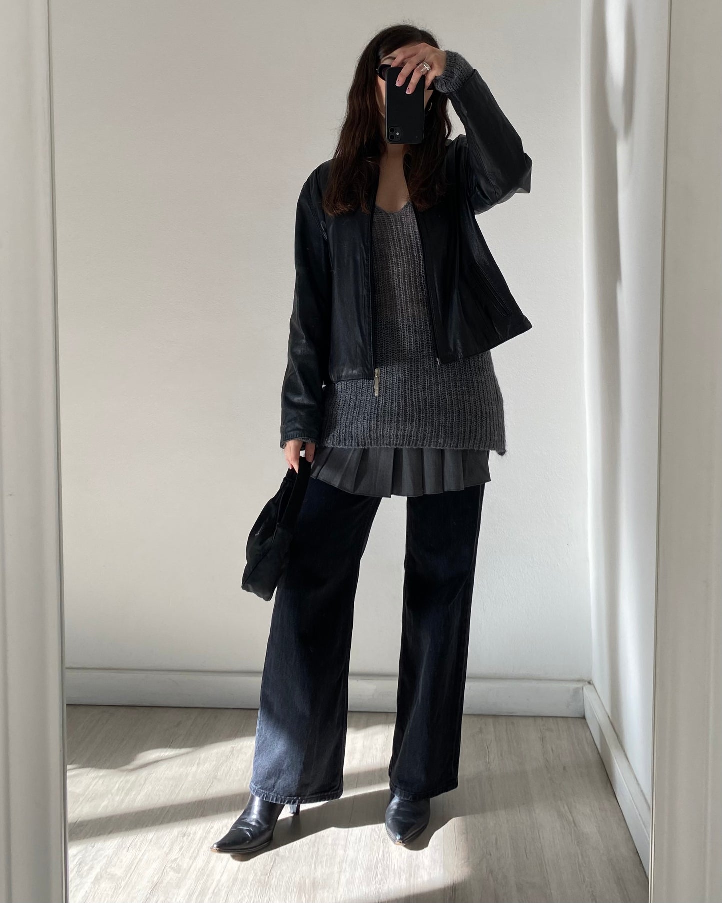 Mohair knit top with satin ribbon