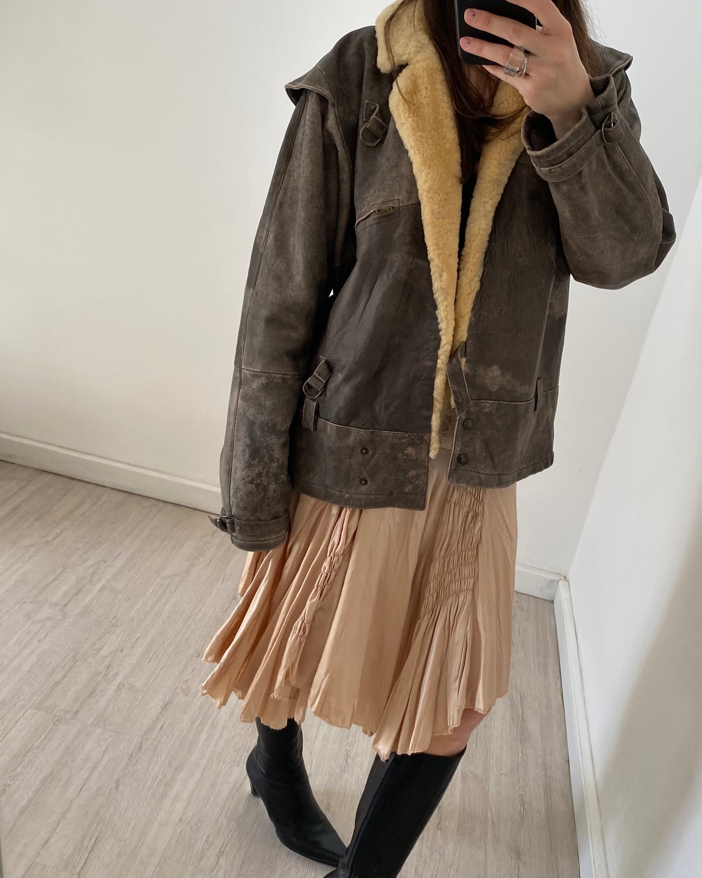 90s distressed leather jacket