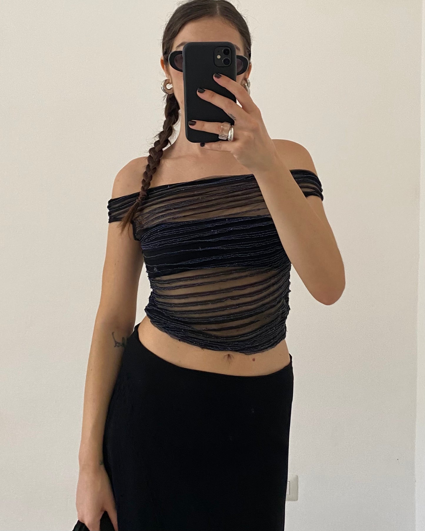 00s sheer top with lurex details
