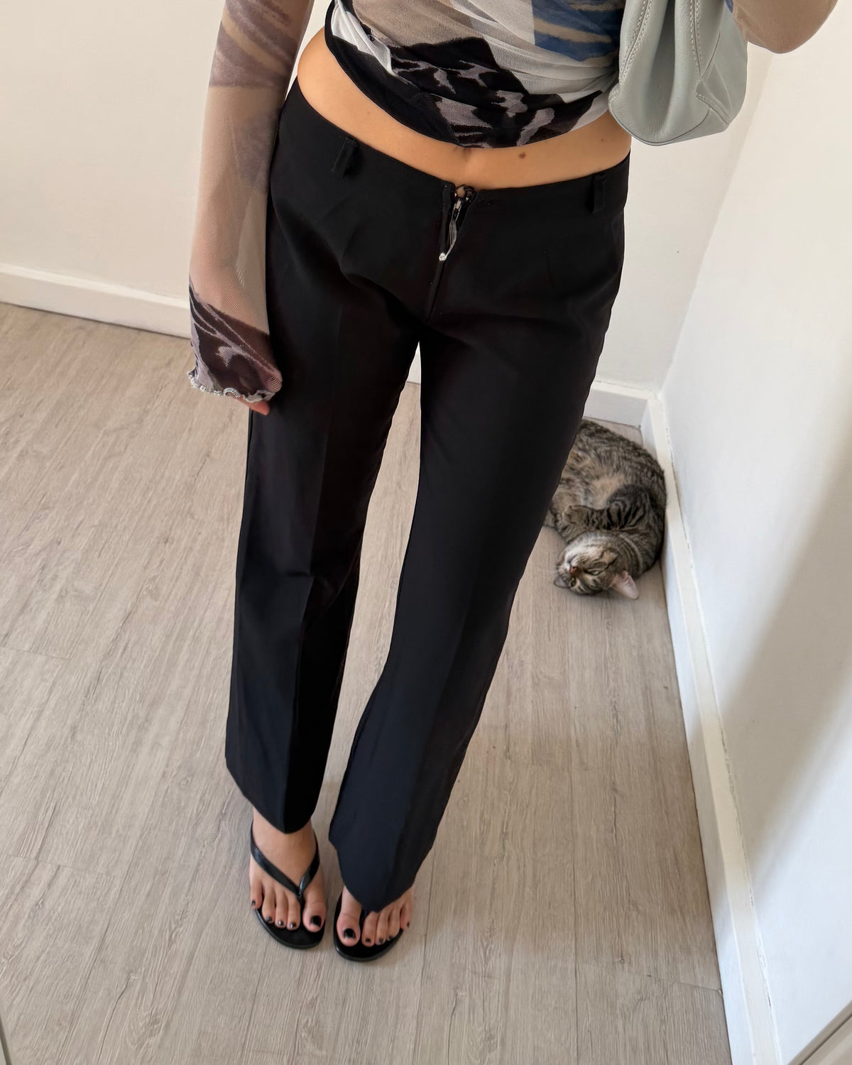 Minimal black kickflare trousers