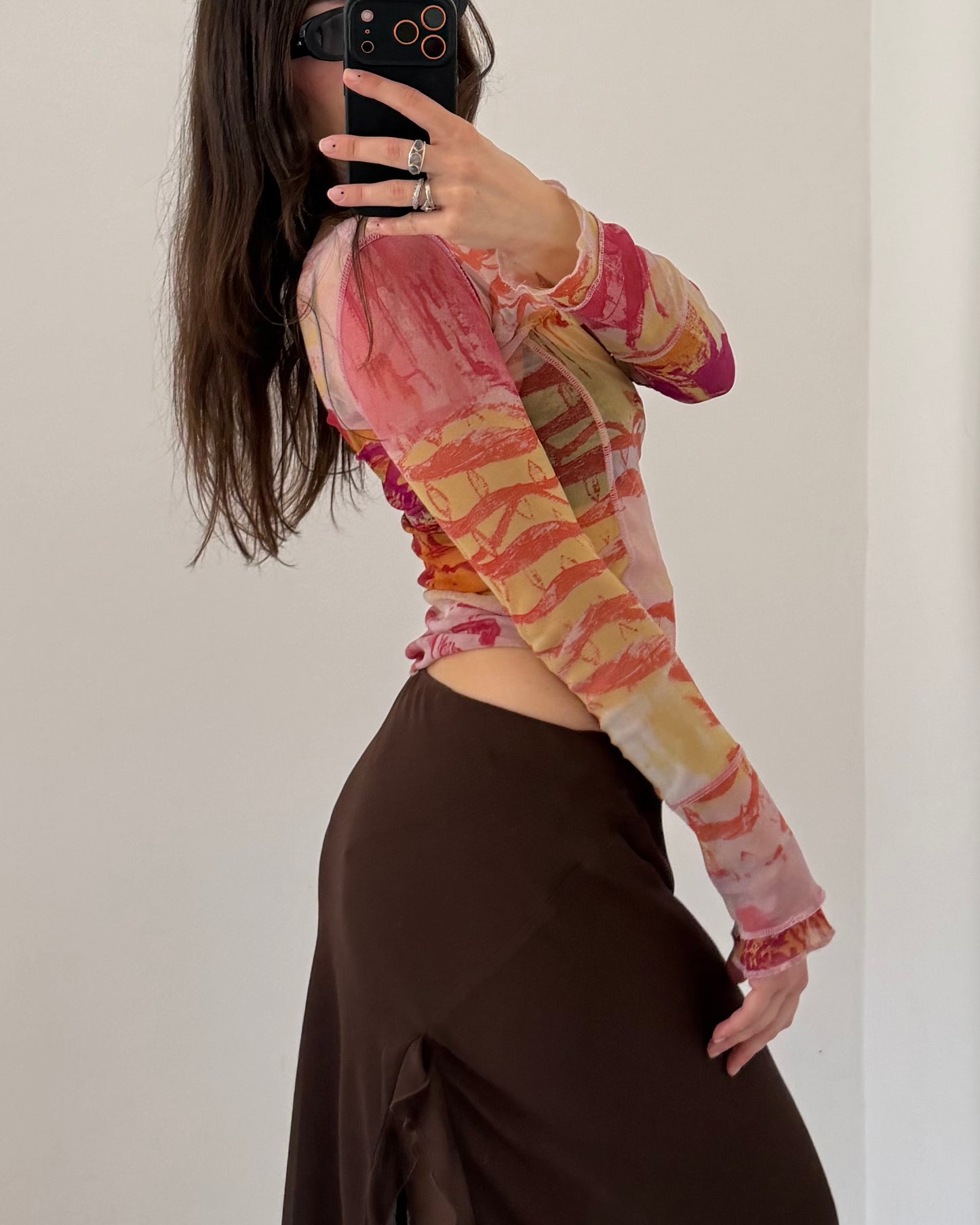 Sheer graphic print top