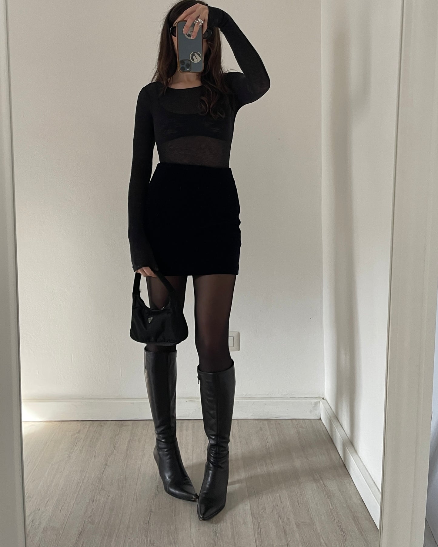 Midnight blue velvet skirt