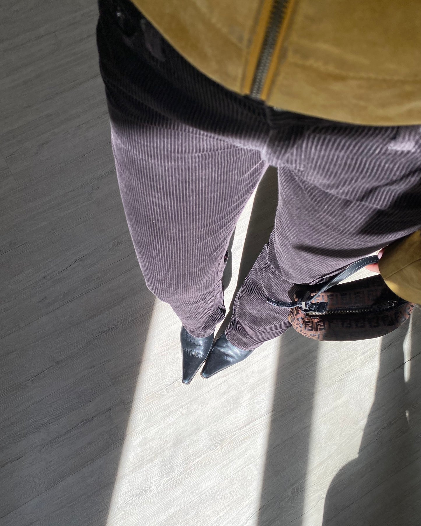 Brown cord flare trousers