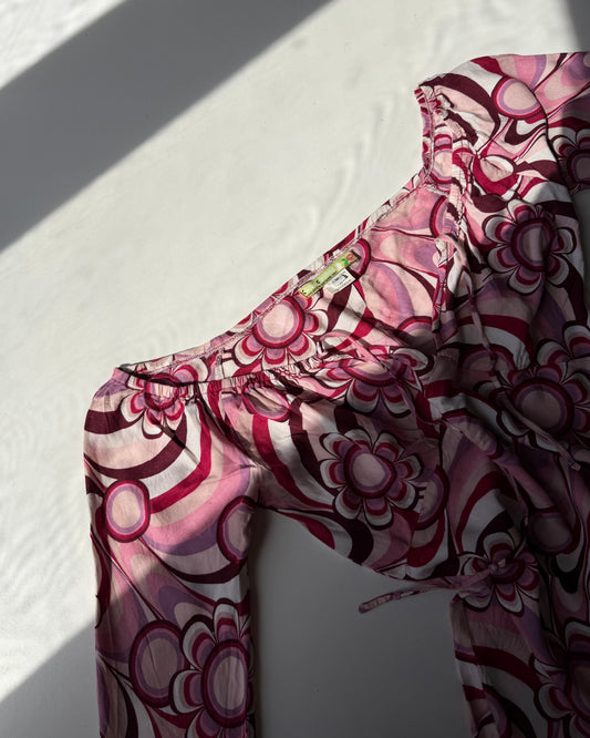 y2k flower print long sleeves top