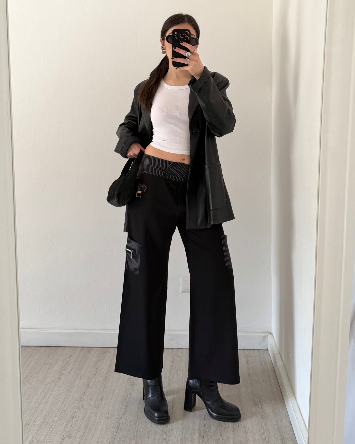 00s wide leg pinstripe trousers