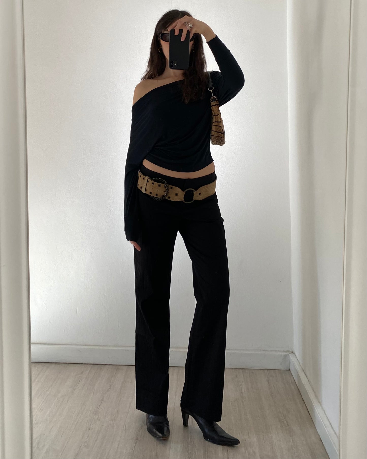 Black striped trousers