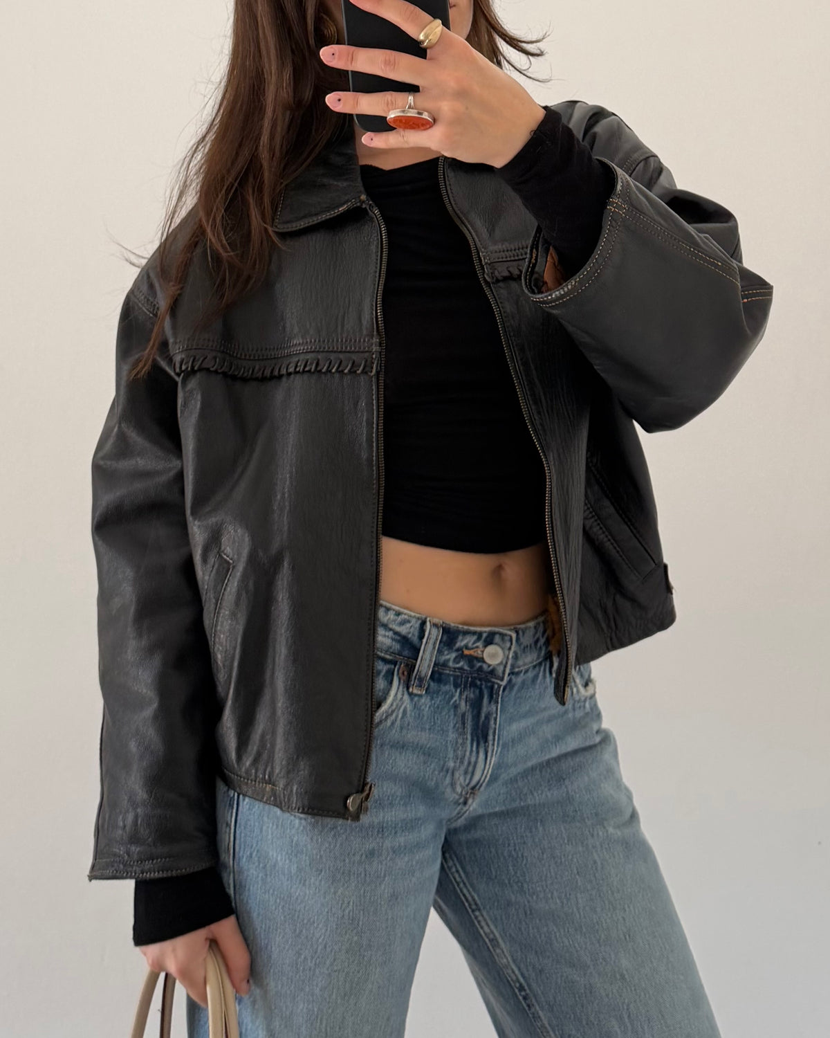 90s leather bomber jacket