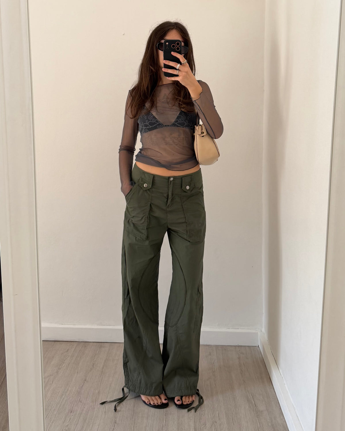 Khaki cargo trousers