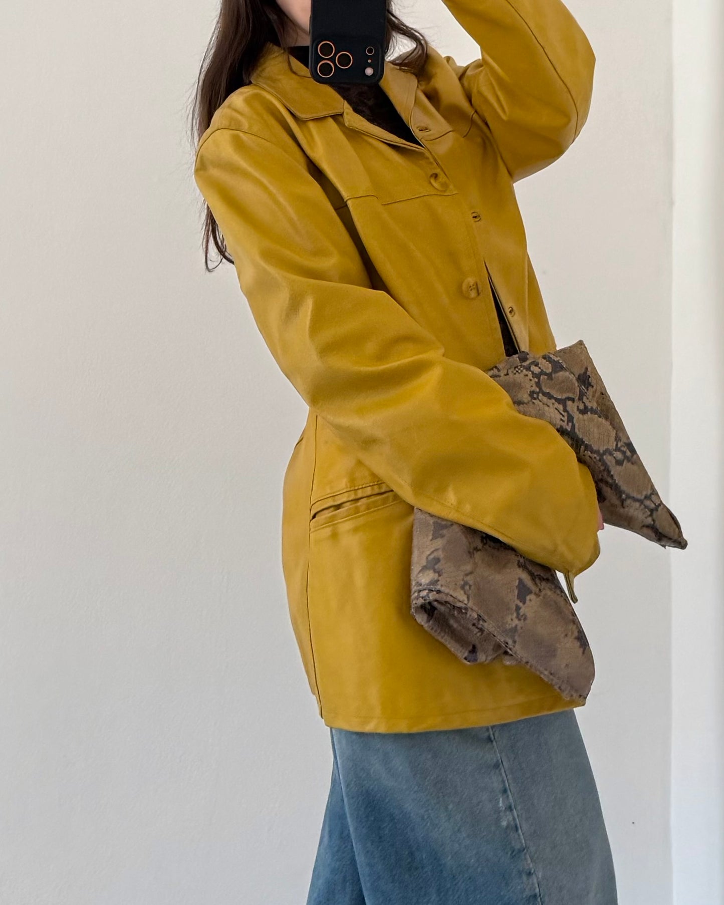 Mustard yellow leather jacket