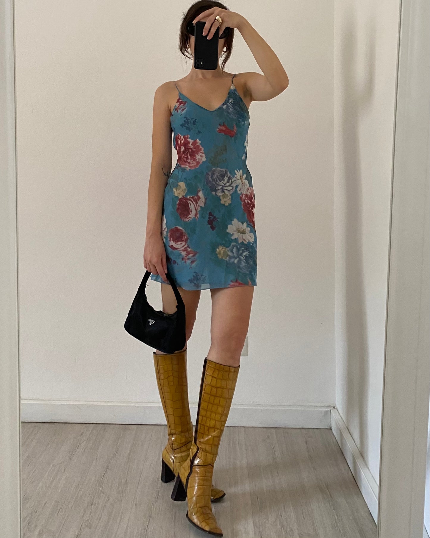 00s floral mini dress