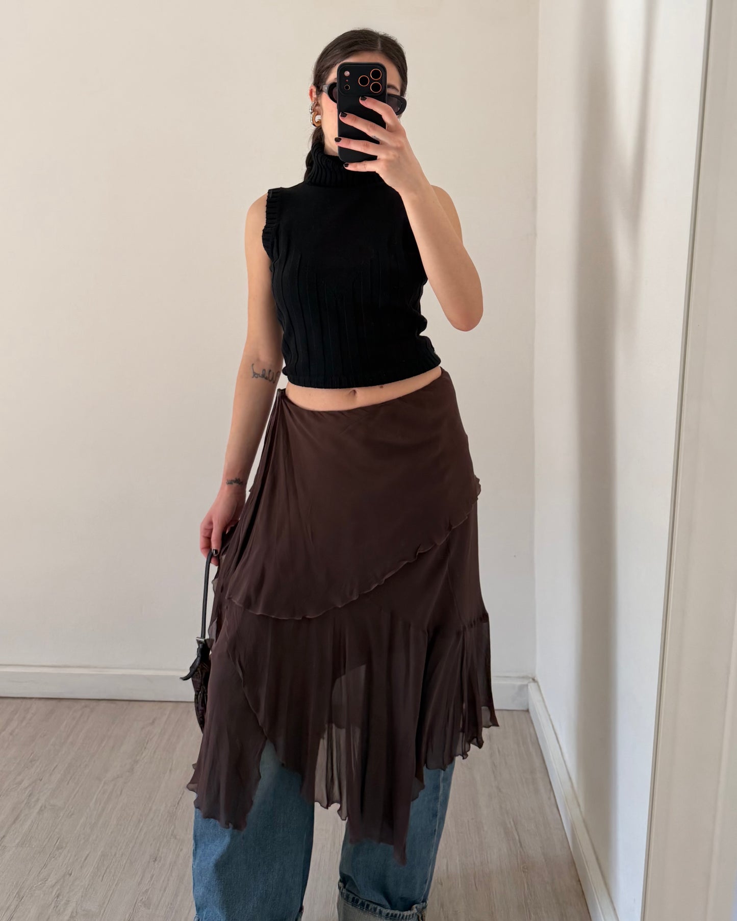 Silk midi skirt