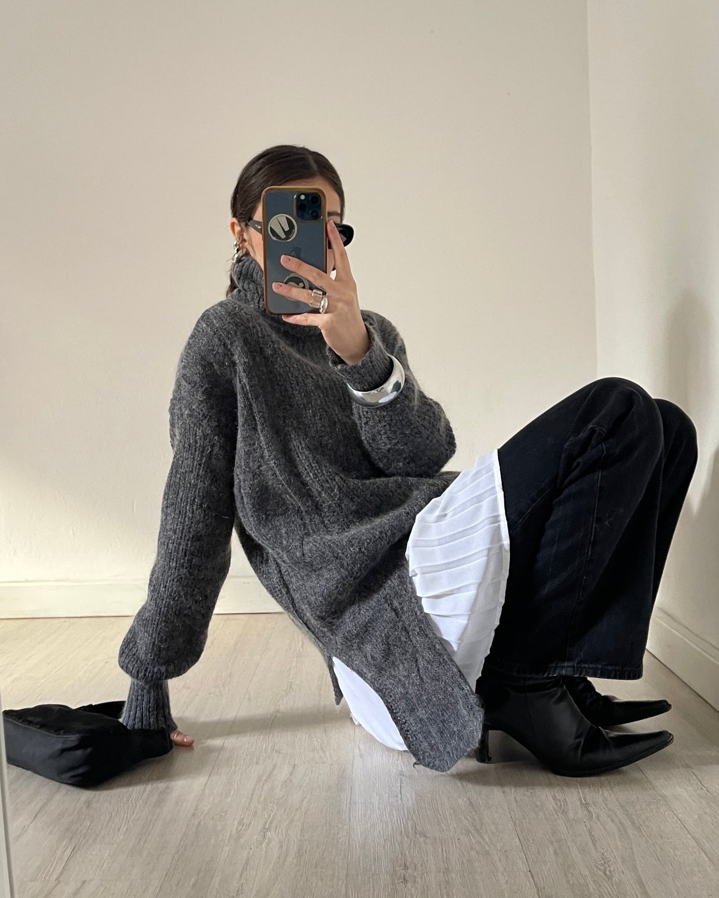 Asymmetric knit sweater