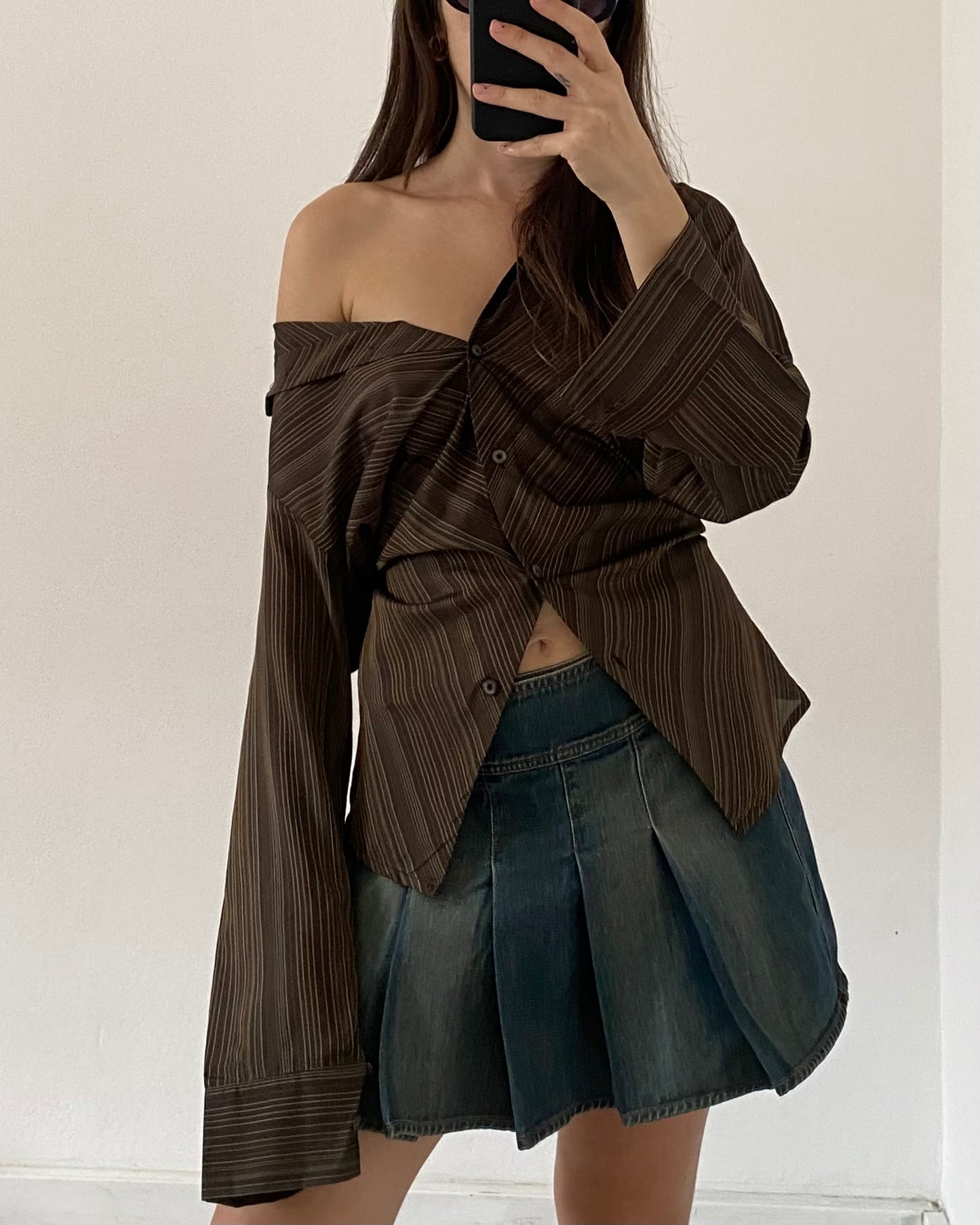 00s denim pleated skirt by Guess