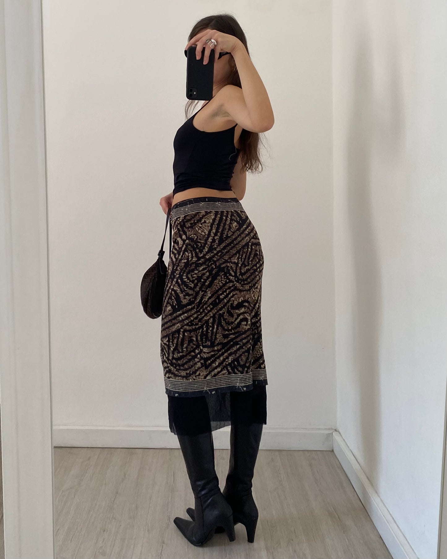 Micro mesh midi skirt