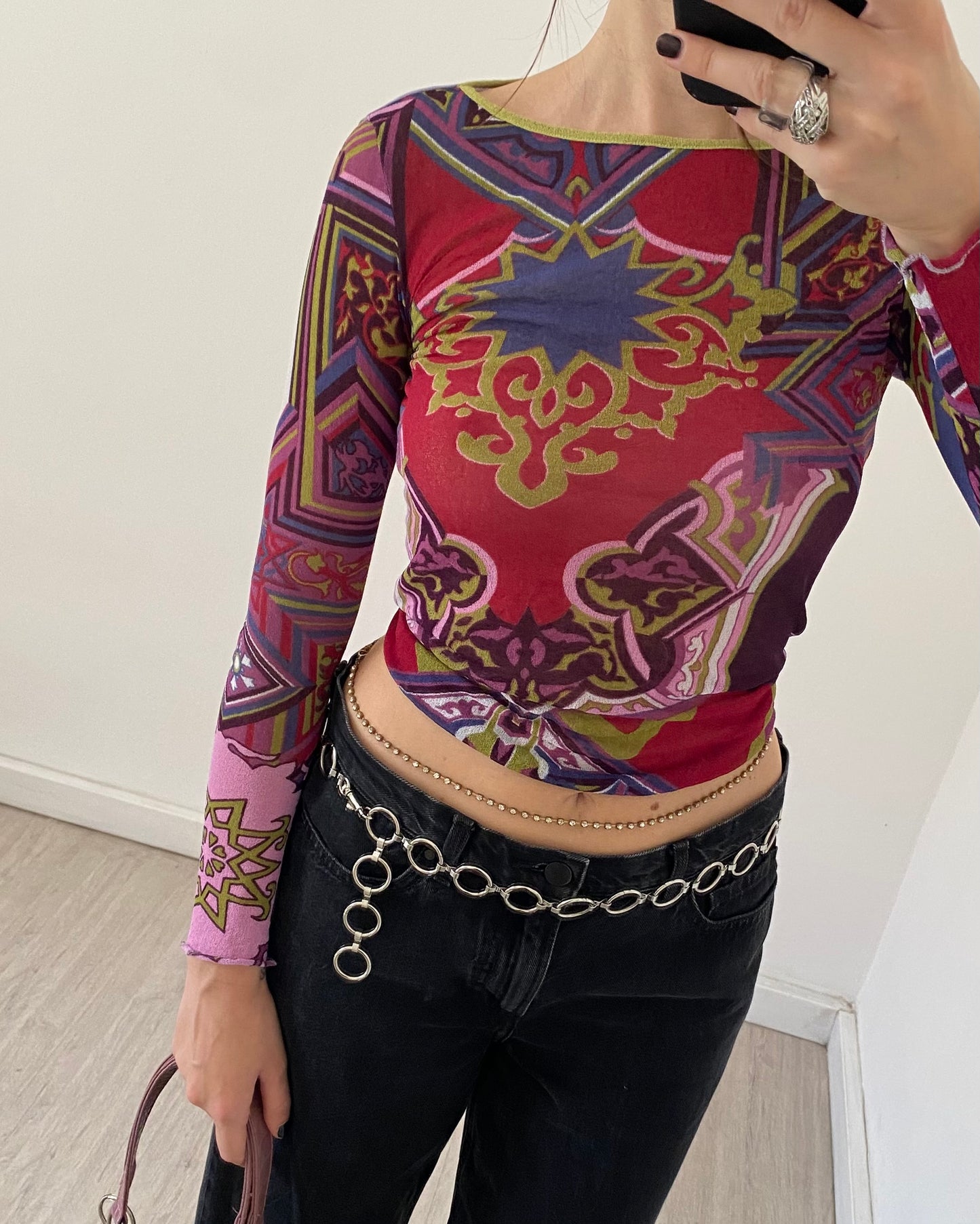 00s graphic print long sleeves top